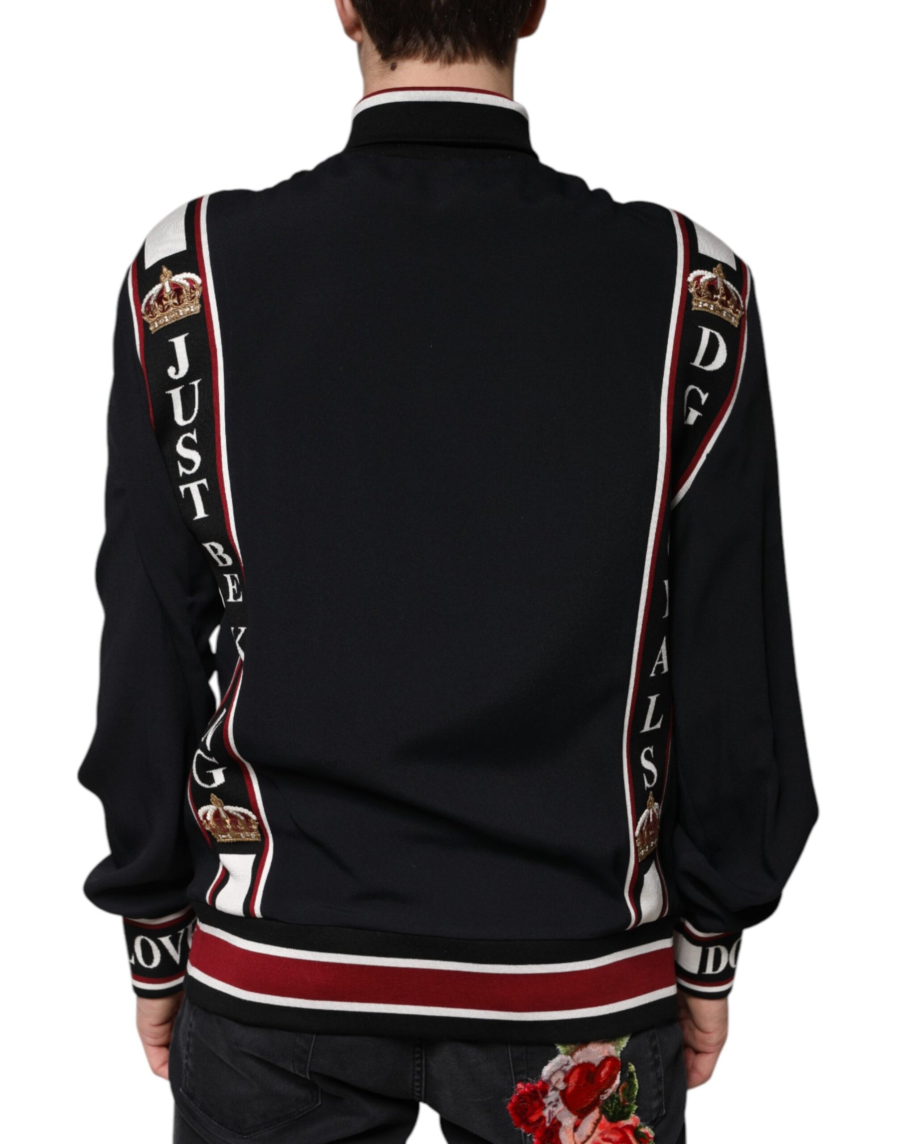 Dolce & Gabbana Black DG King Full Zip Sweatshirt Sweater | Regal Royce