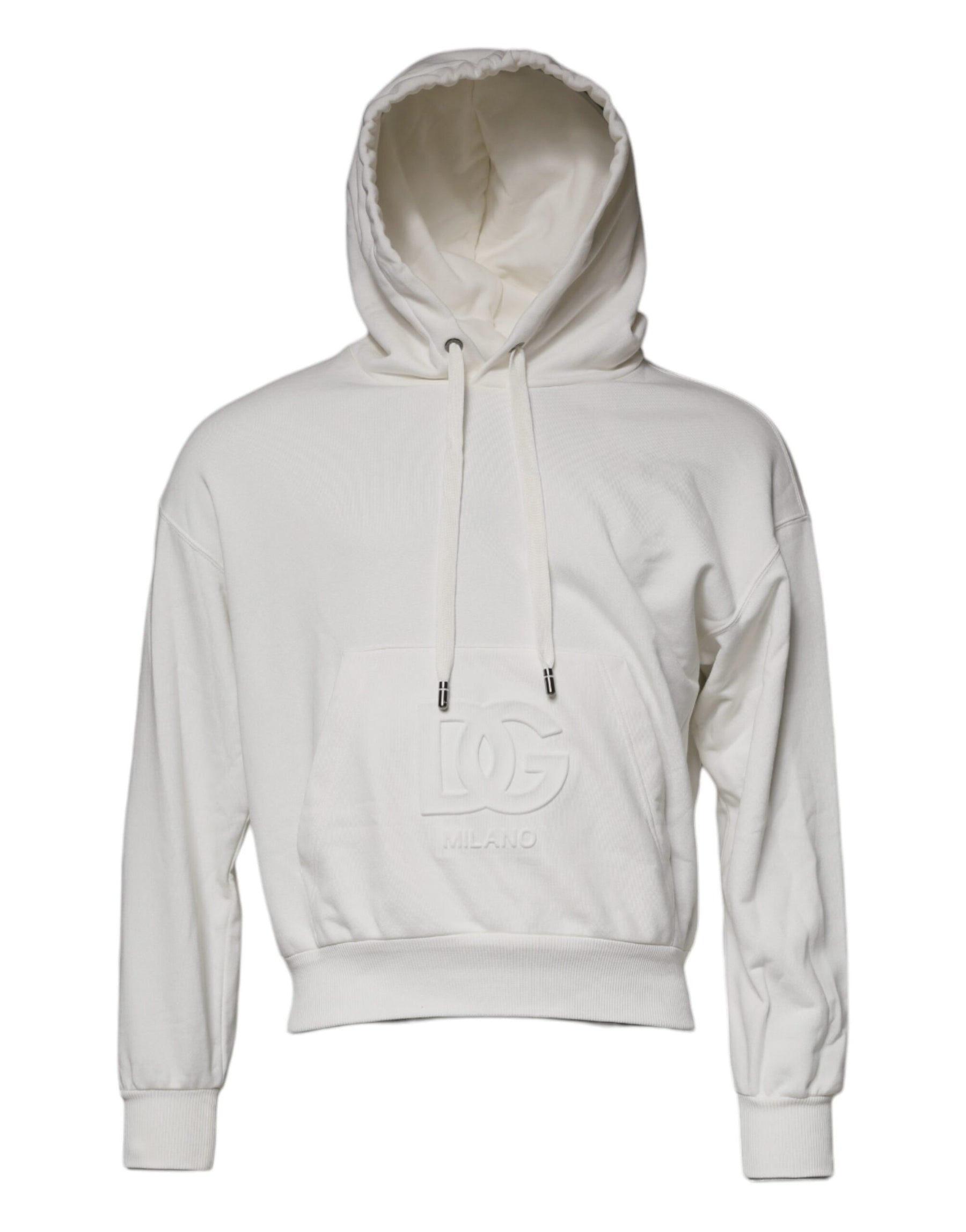 Dolce & Gabbana White Logo Hooded Pullover Men Sweatshirt Sweater | Regal Royce
