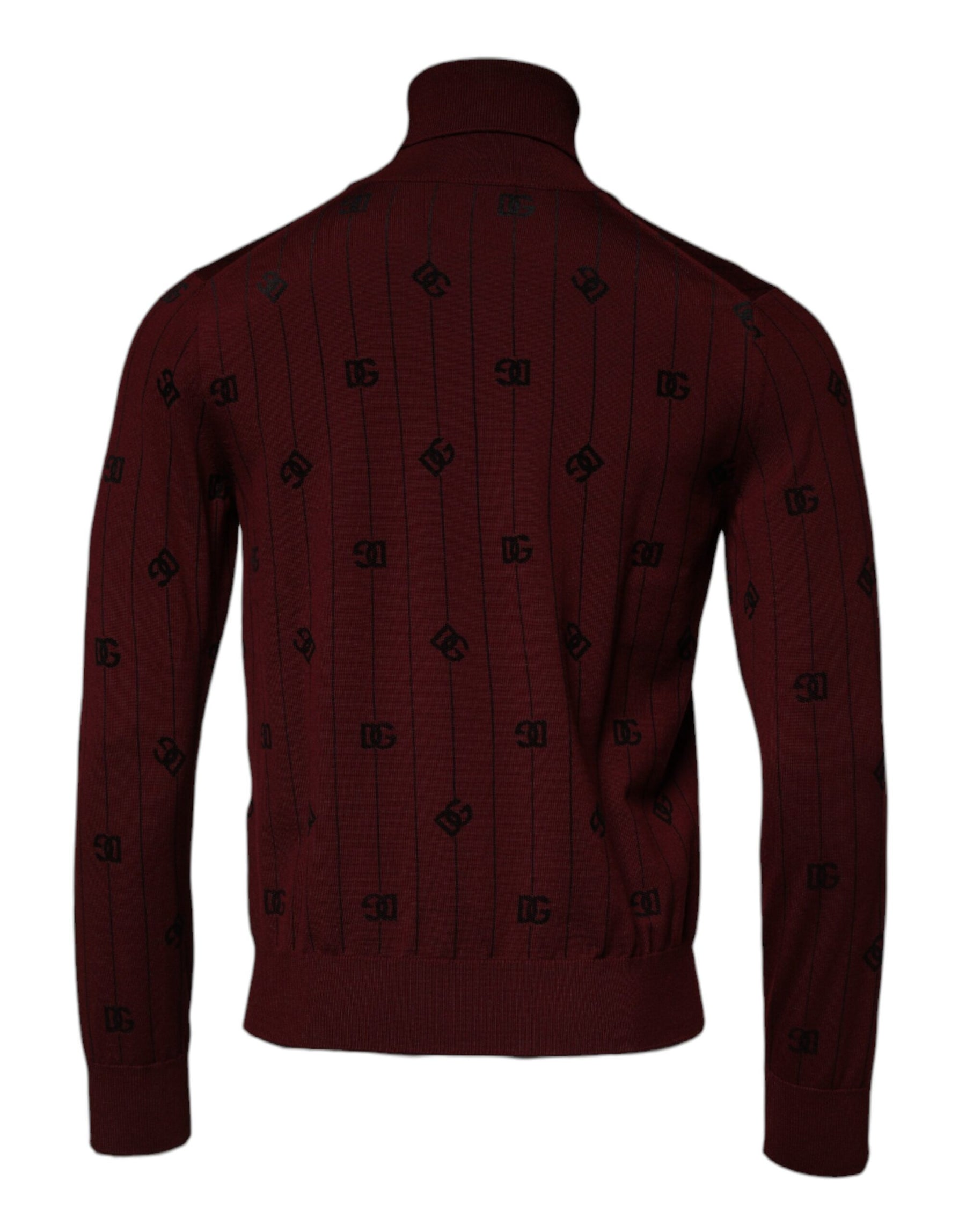 Dolce & Gabbana Maroon Monogram Turtleneck Pullover Sweater | Regal Royce