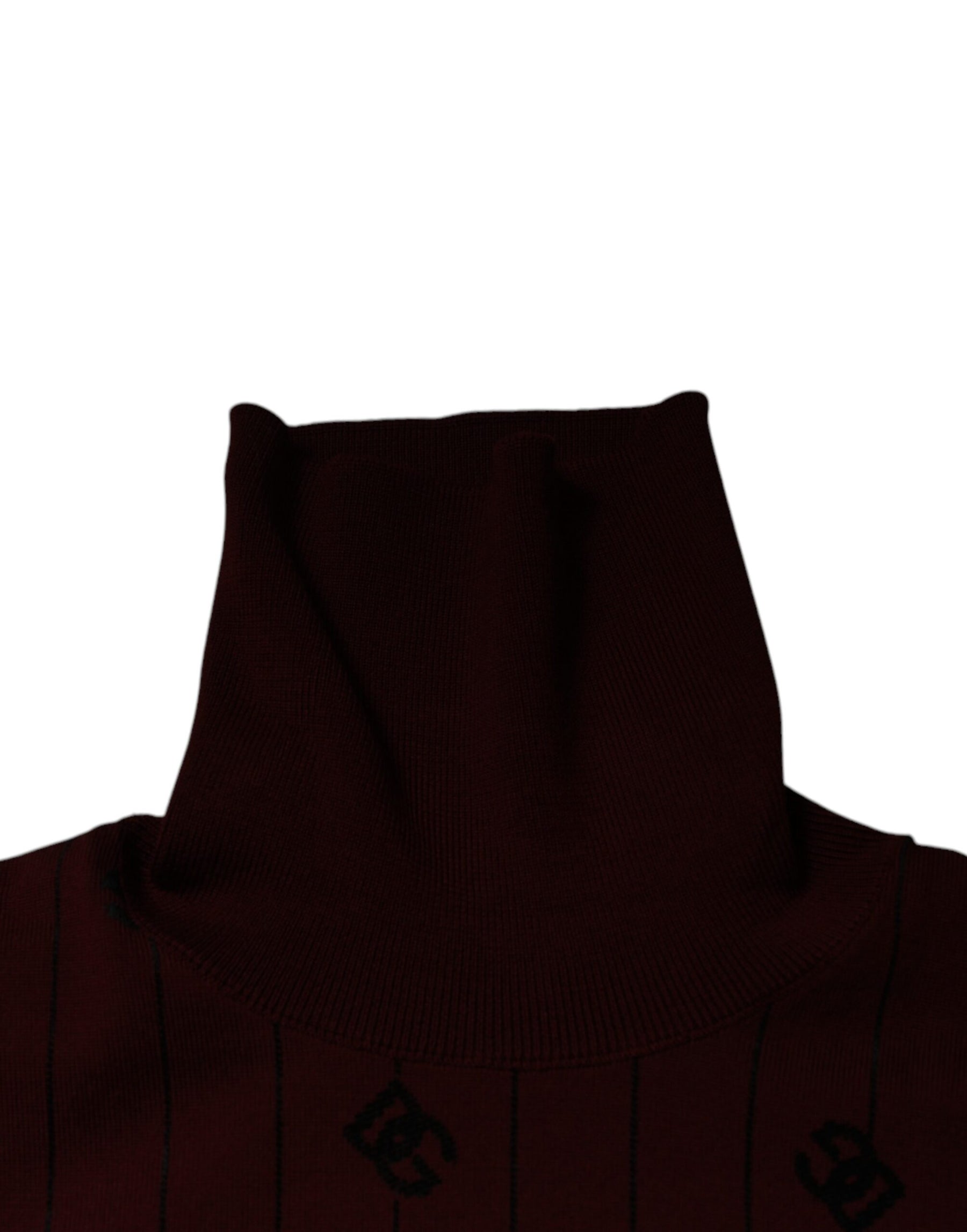 Dolce & Gabbana Maroon Monogram Turtleneck Pullover Sweater | Regal Royce