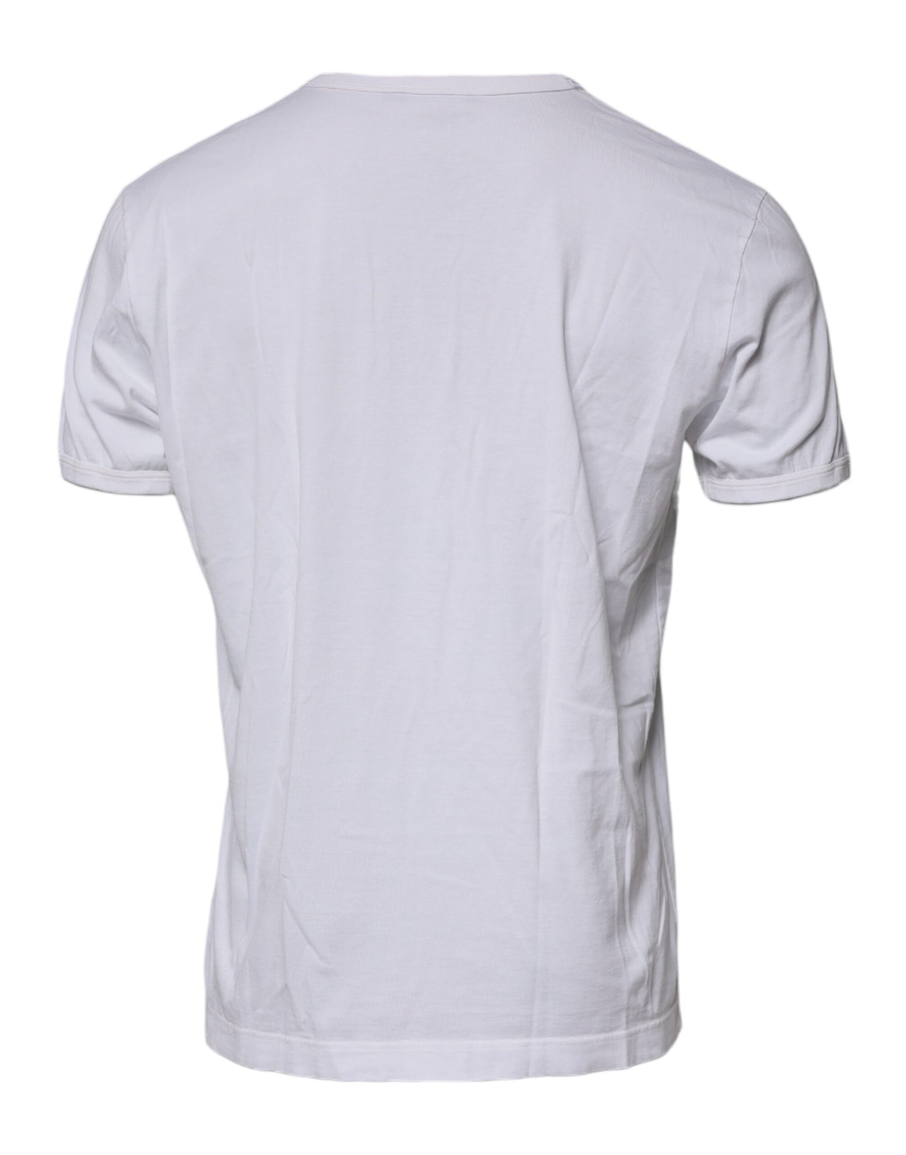 Dolce & Gabbana White Logo Embossed Cotton Crewneck T-shirt | Regal Royce