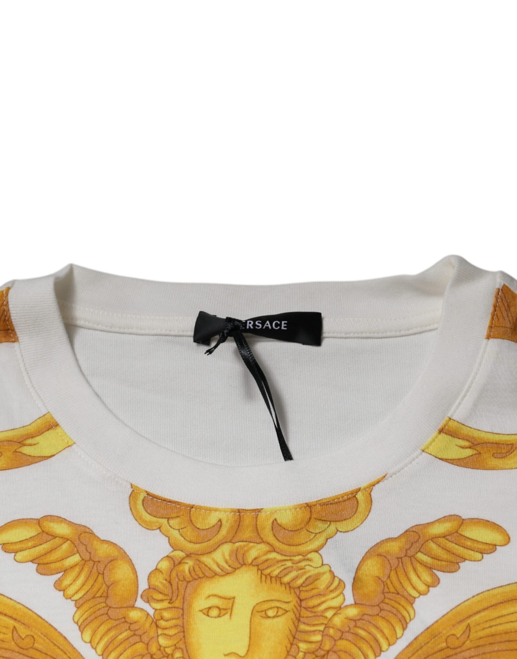 Versace White Medusa Print Cotton Crew Neck T-shirt | Regal Royce