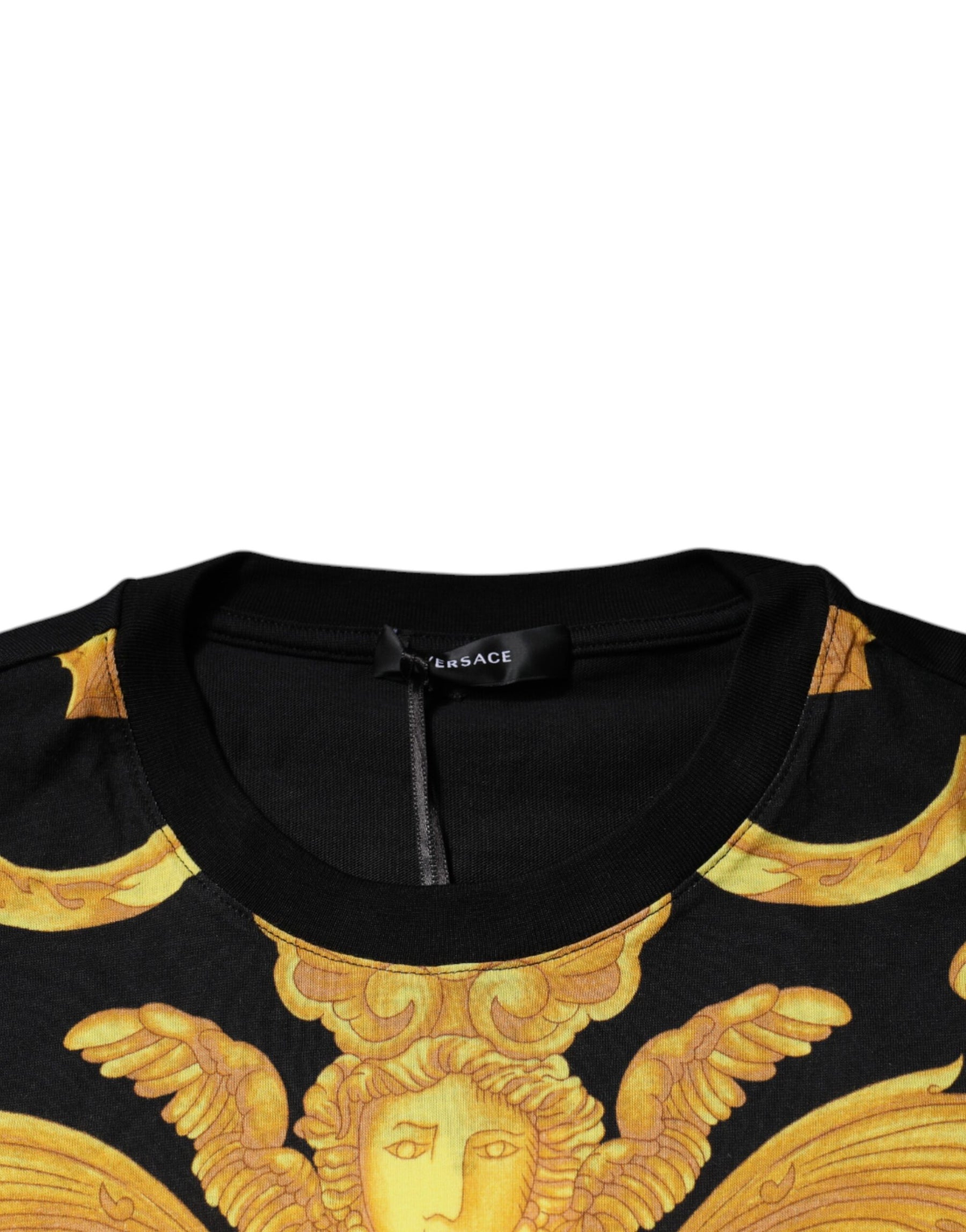 Versace Black Medusa Print Cotton Crew Neck T-shirt | Regal Royce