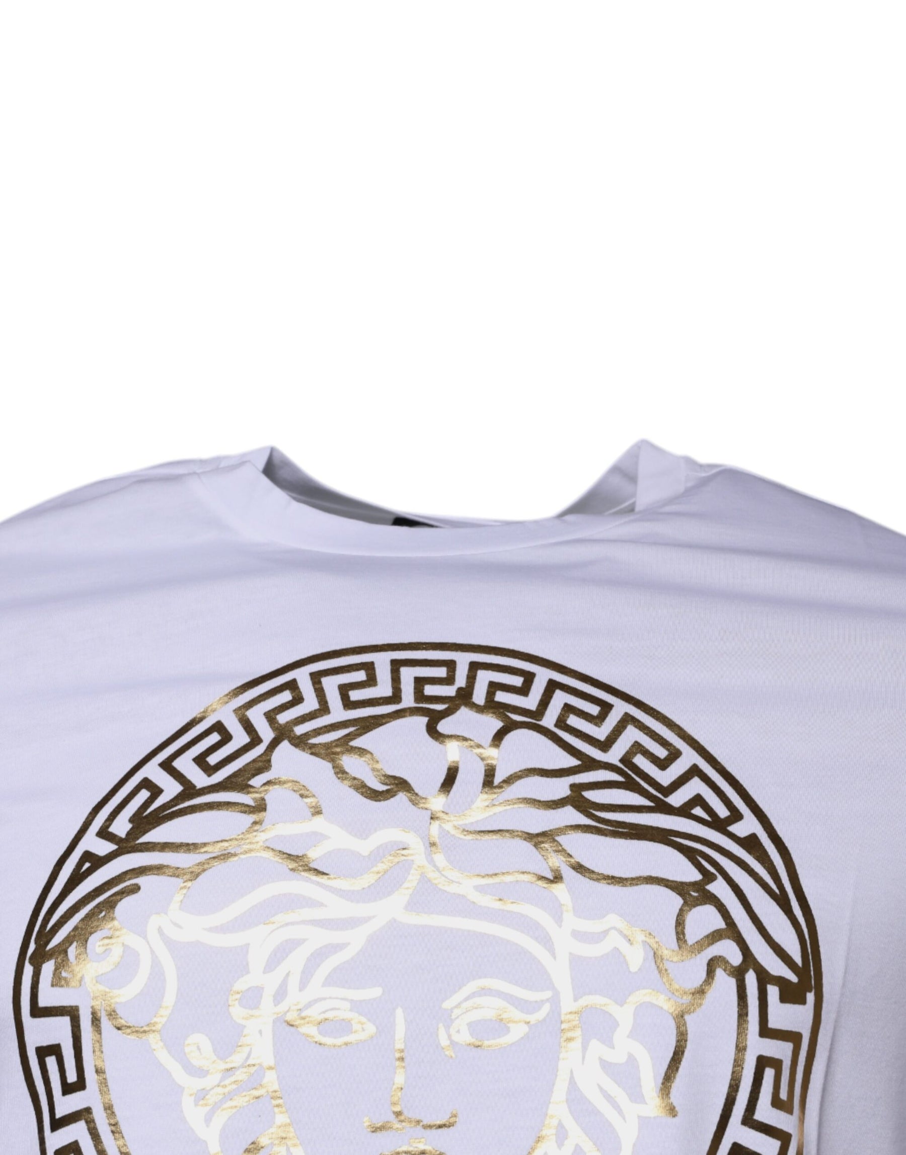 Versace White Medusa Print Cotton Crew Neck T-shirt | Regal Royce