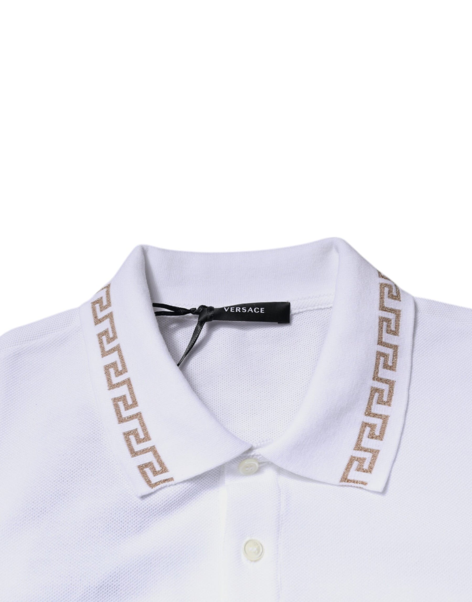 Versace White Viscose Collared Men Polo Short Sleeves T-shirt | Regal Royce