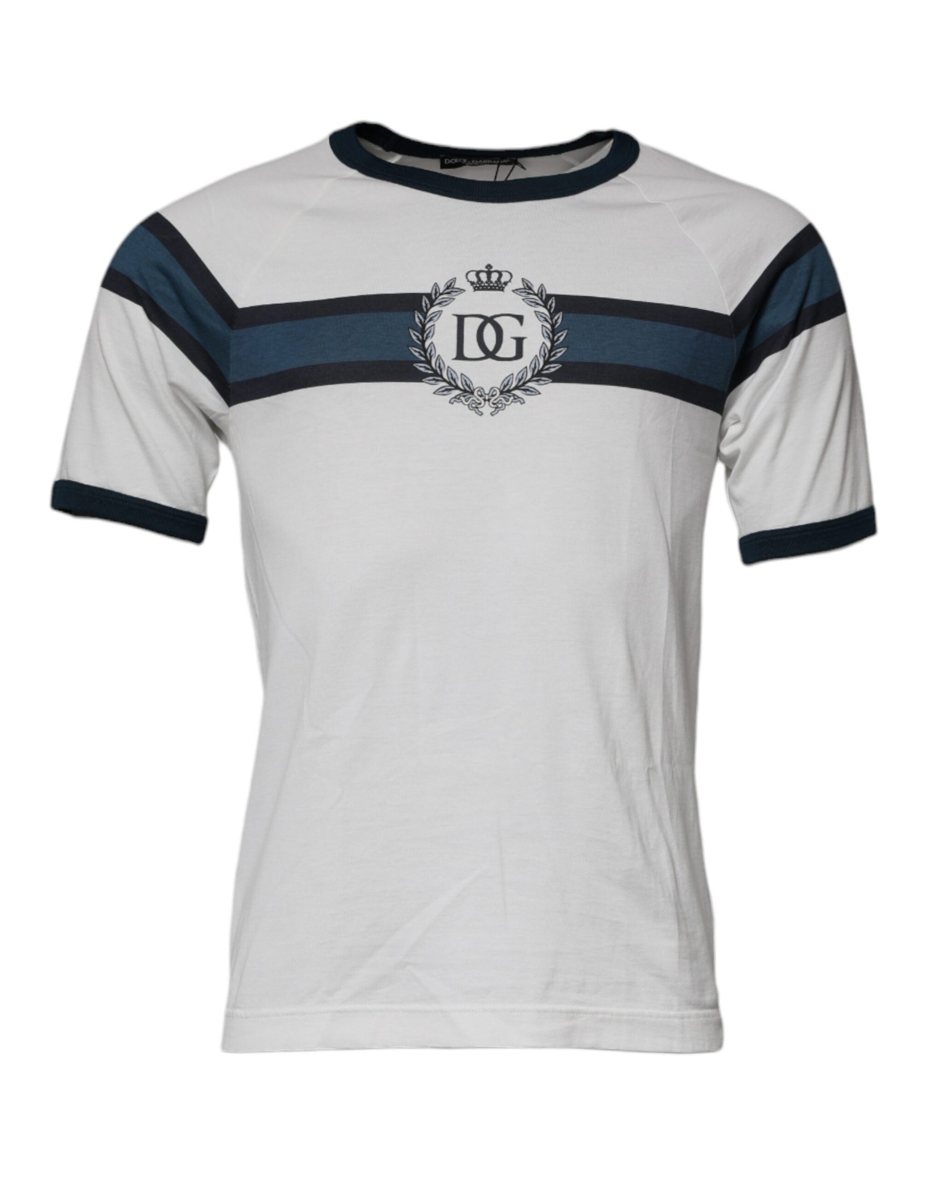 Dolce & Gabbana White DG Crown Cotton Crew Neck T-shirt | Regal Royce