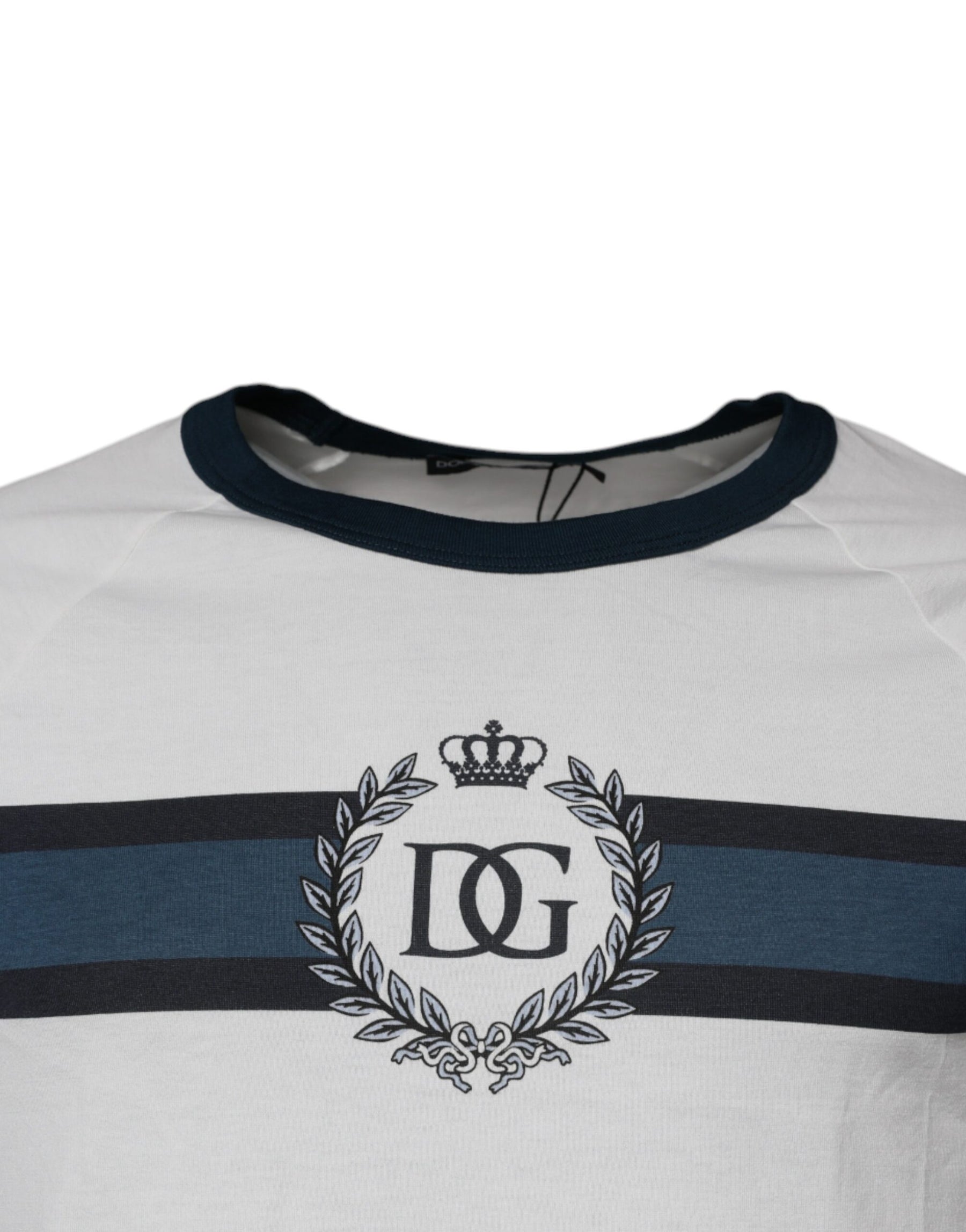 Dolce & Gabbana White DG Crown Cotton Crew Neck T-shirt | Regal Royce