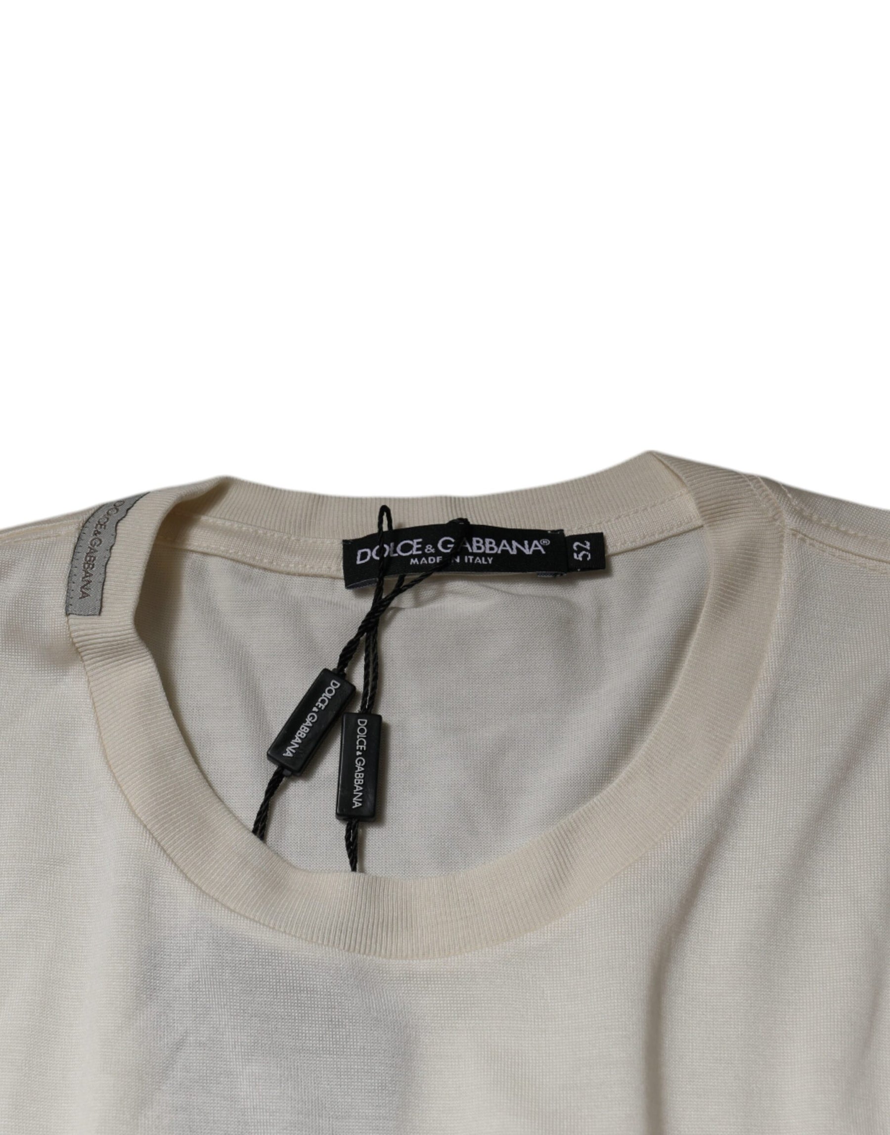 Dolce & Gabbana Off White Crew Neck Short Sleeve T-shirt | Regal Royce