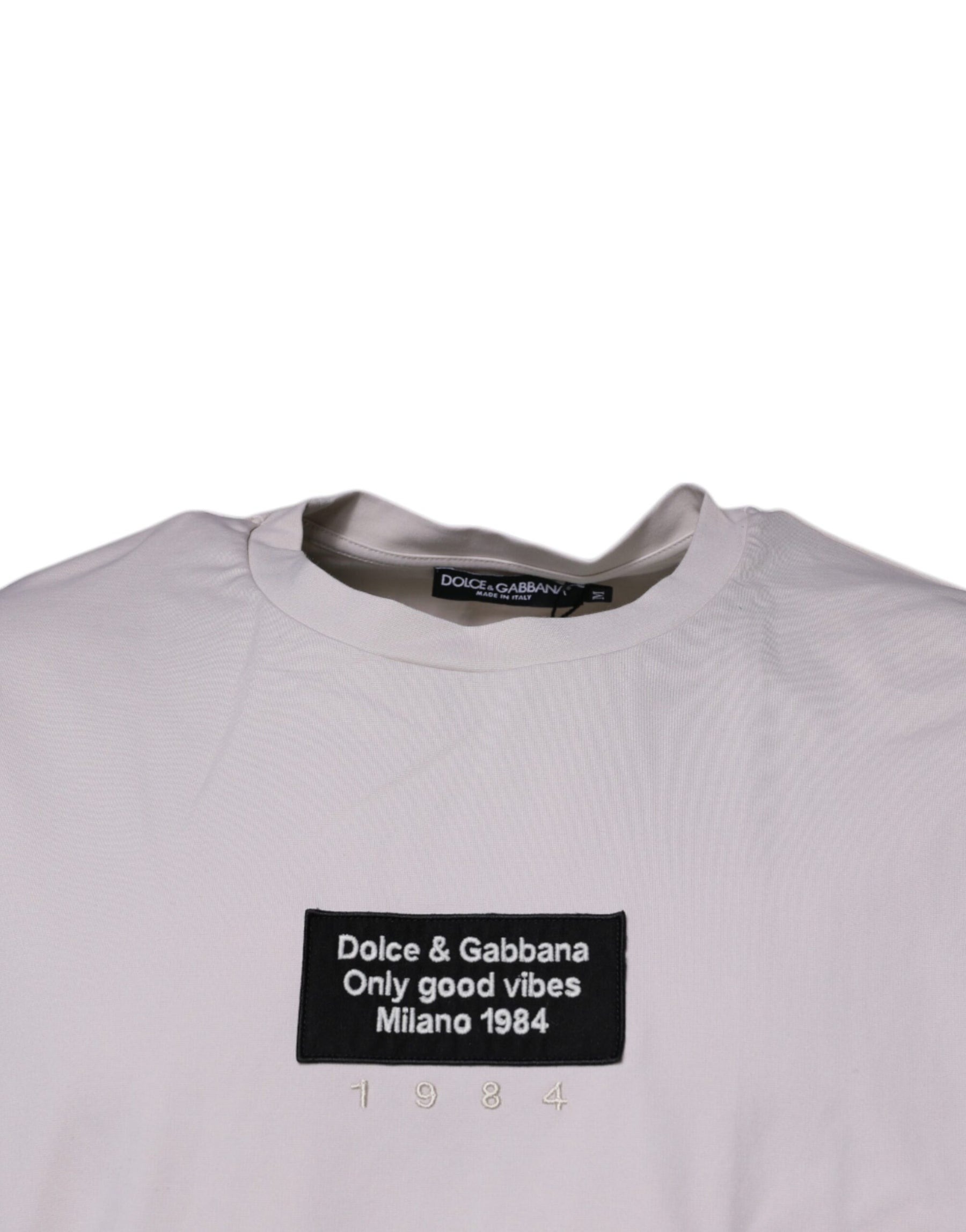 Dolce & Gabbana Beige DG Logo Crew Neck Short Sleeves T-shirt | Regal Royce