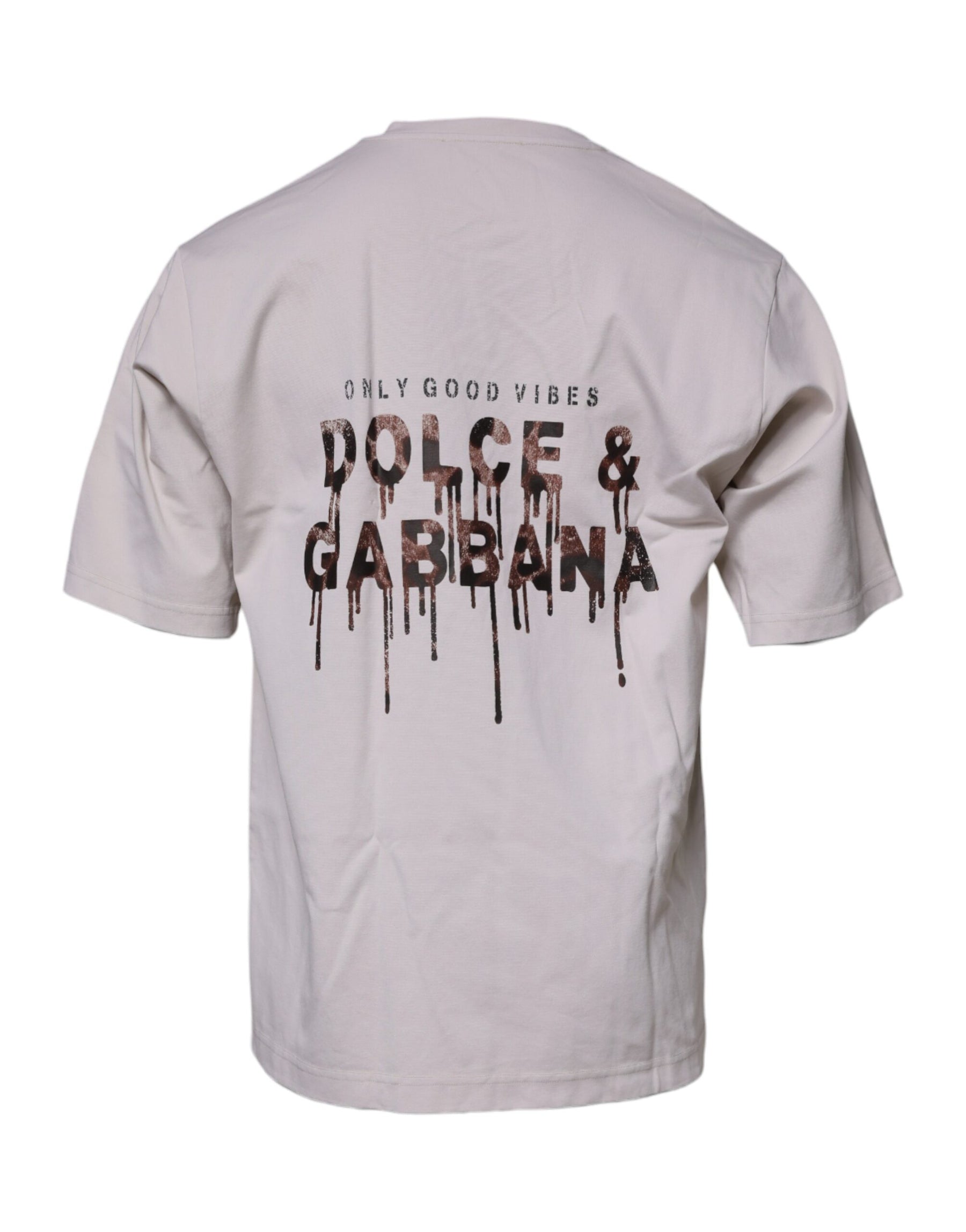 Dolce & Gabbana Beige DG Logo Crew Neck Short Sleeves T-shirt | Regal Royce