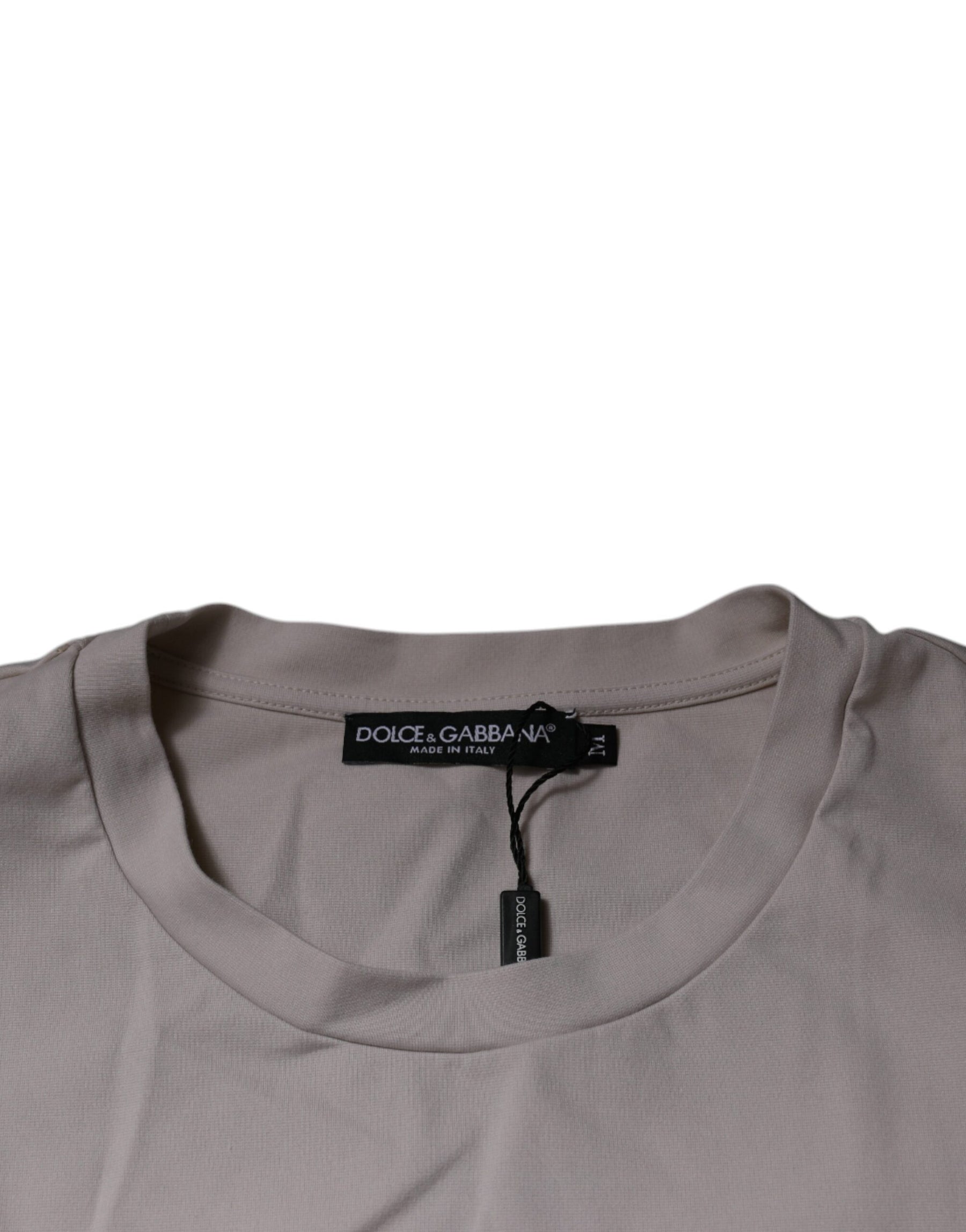 Dolce & Gabbana Beige DG Logo Crew Neck Short Sleeves T-shirt | Regal Royce
