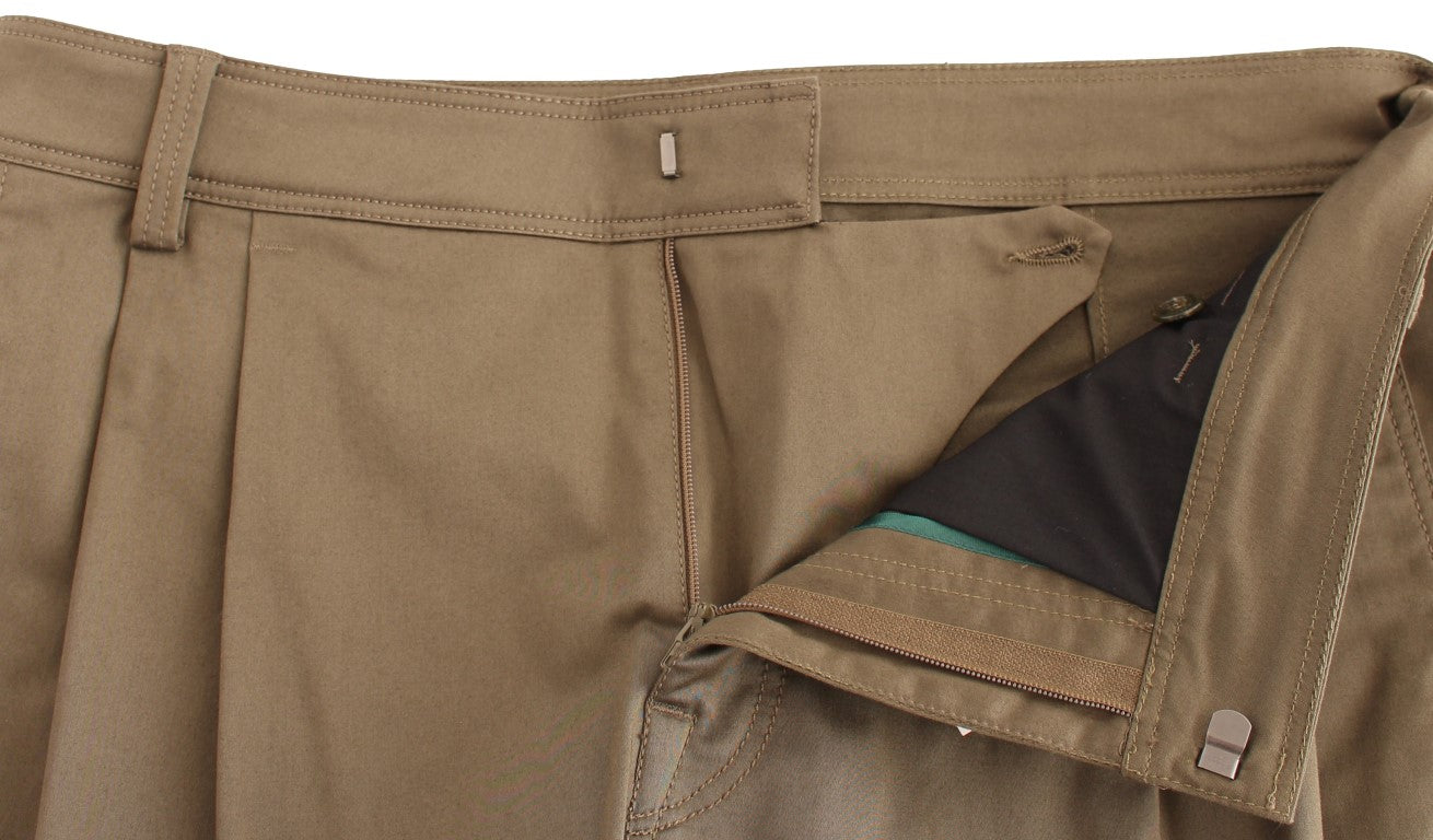 GF Ferre Green Cotton Stretch Comfort Fit Pants | Regal Royce