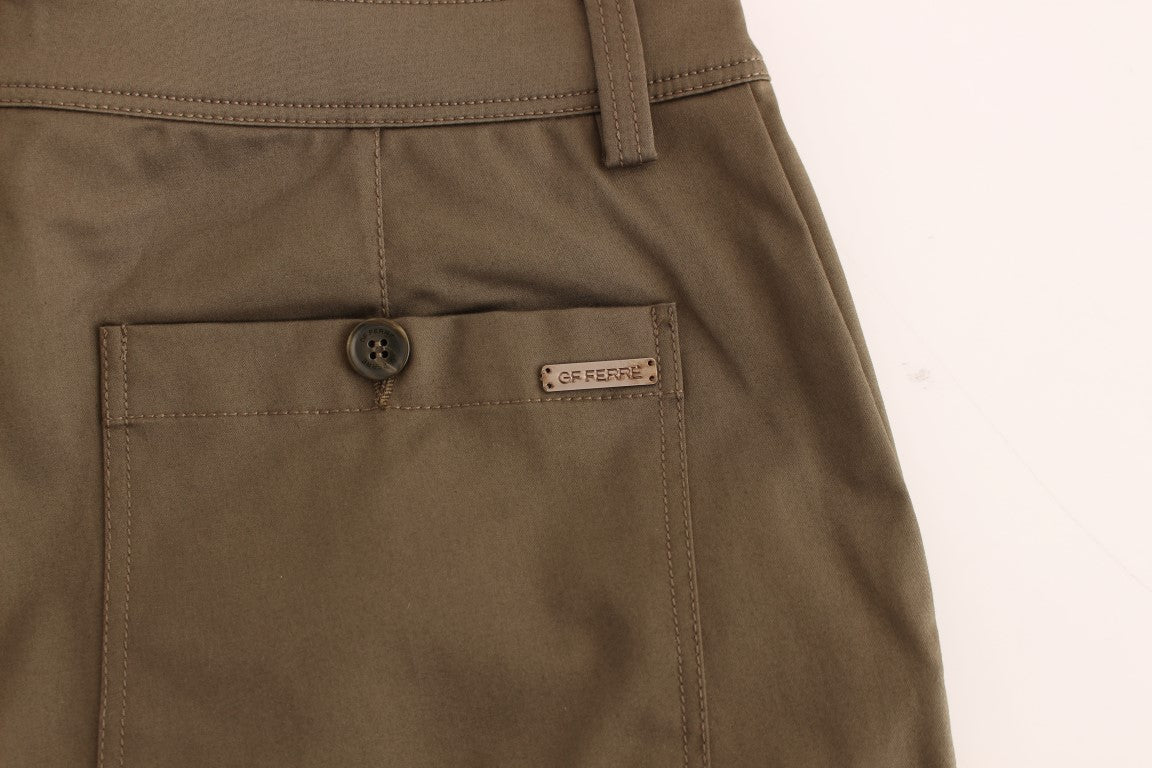 GF Ferre Green Cotton Stretch Comfort Fit Pants | Regal Royce