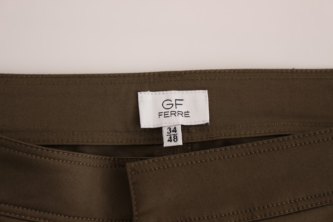 GF Ferre Green Cotton Stretch Comfort Fit Pants | Regal Royce