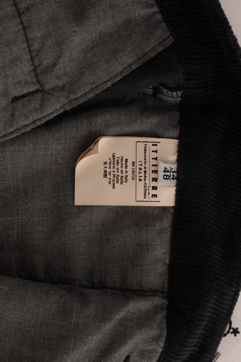GF Ferre Black Corduroy Cotton Straight Fit Pants | Regal Royce