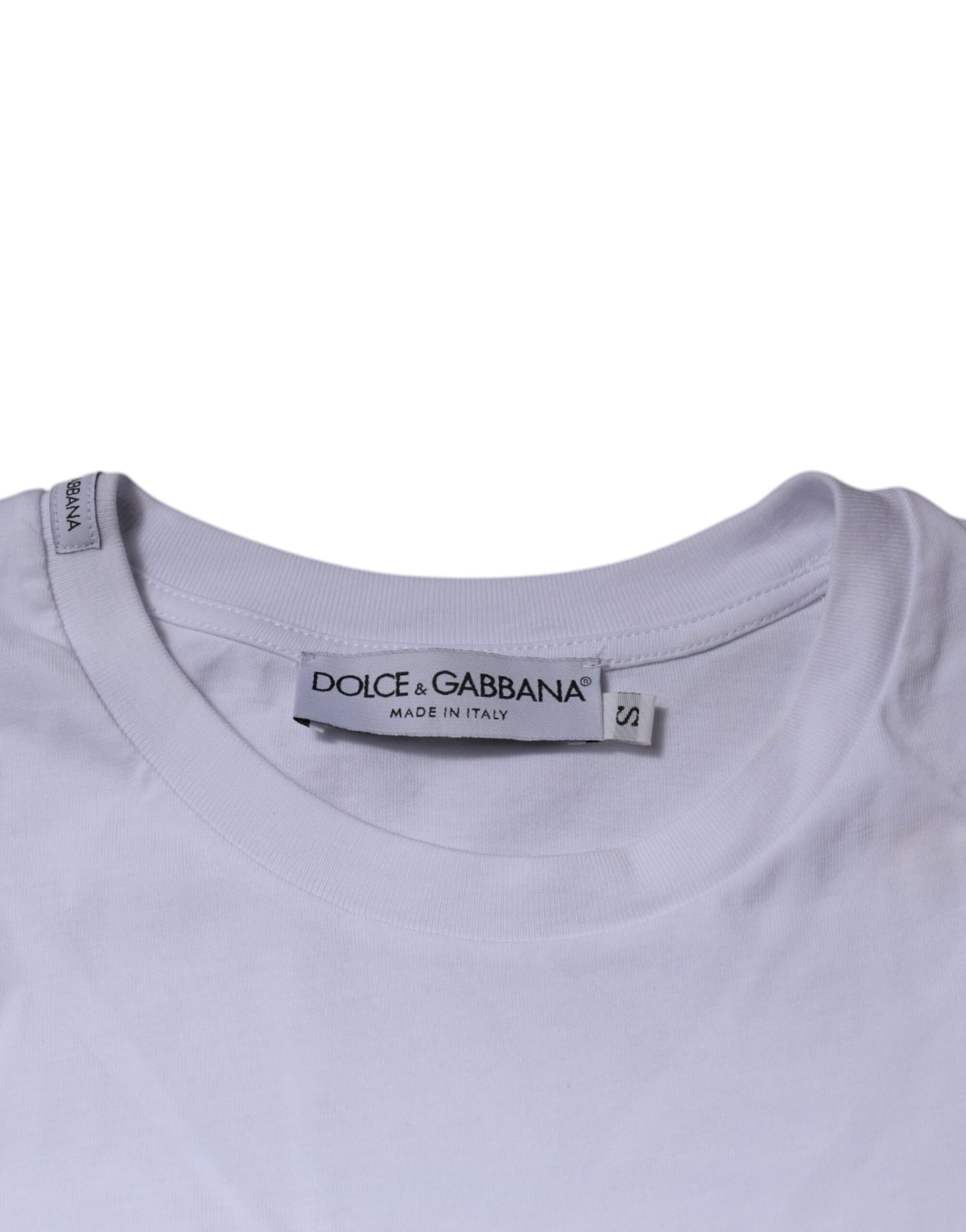 Dolce & Gabbana White DG Logo Cotton Crew Neck T-shirt | Regal Royce