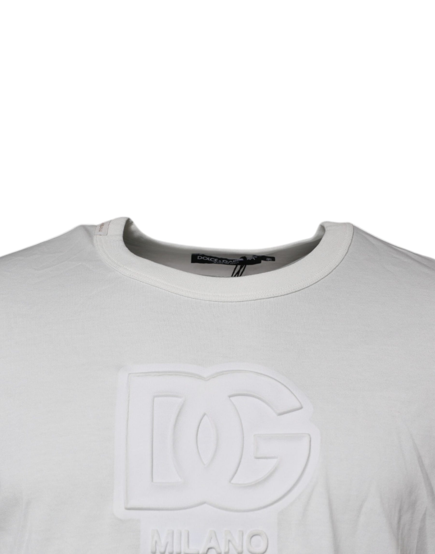 Dolce & Gabbana White DG Logo Cotton Crew Neck T-shirt | Regal Royce