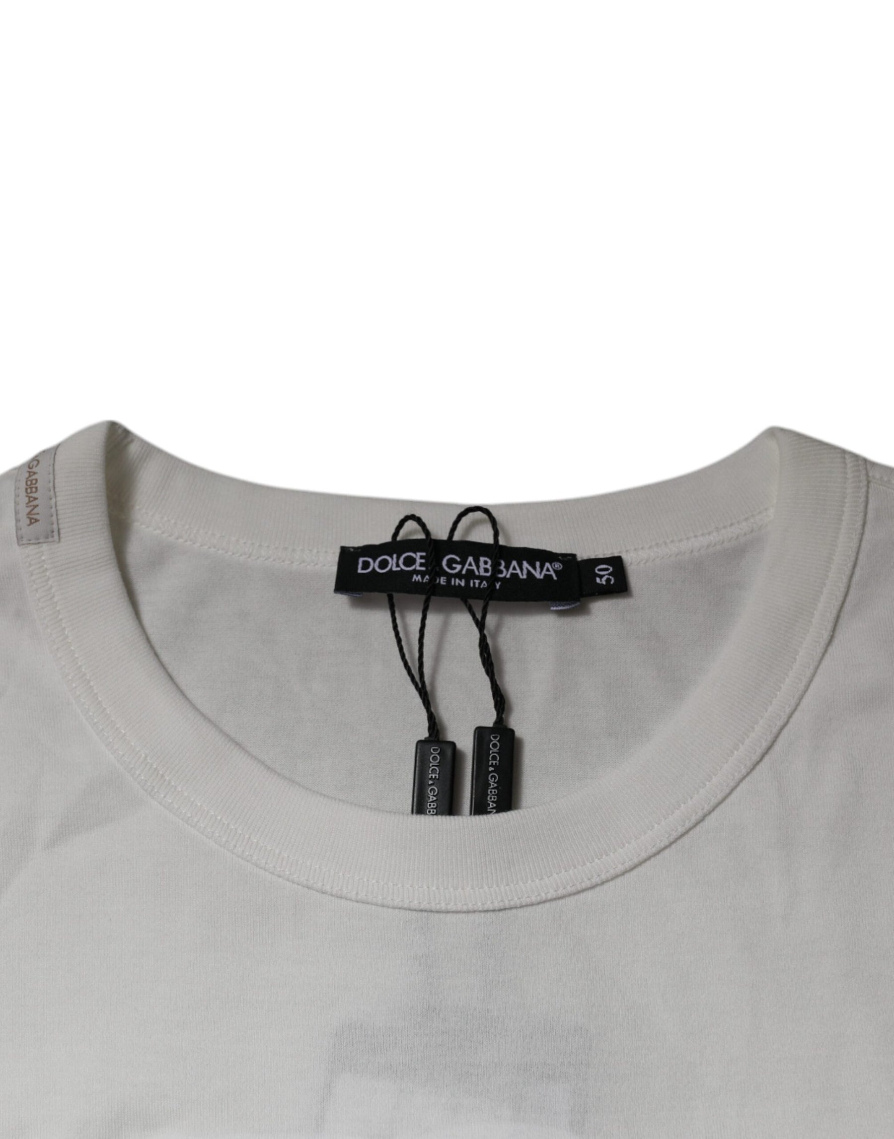 Dolce & Gabbana White DG Logo Cotton Crew Neck T-shirt | Regal Royce