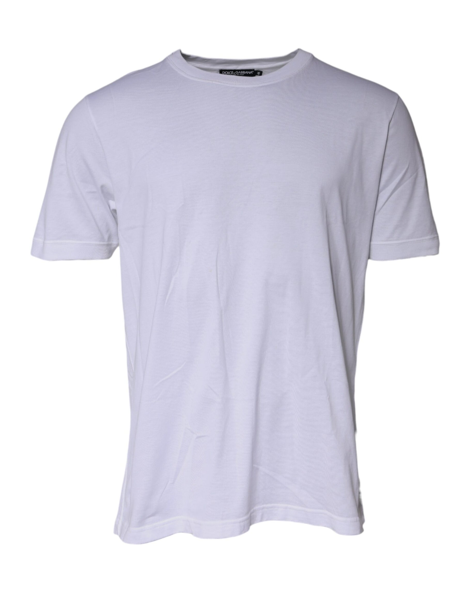 Dolce & Gabbana White Cotton Crew Neck Short Sleeves T-shirt | Regal Royce