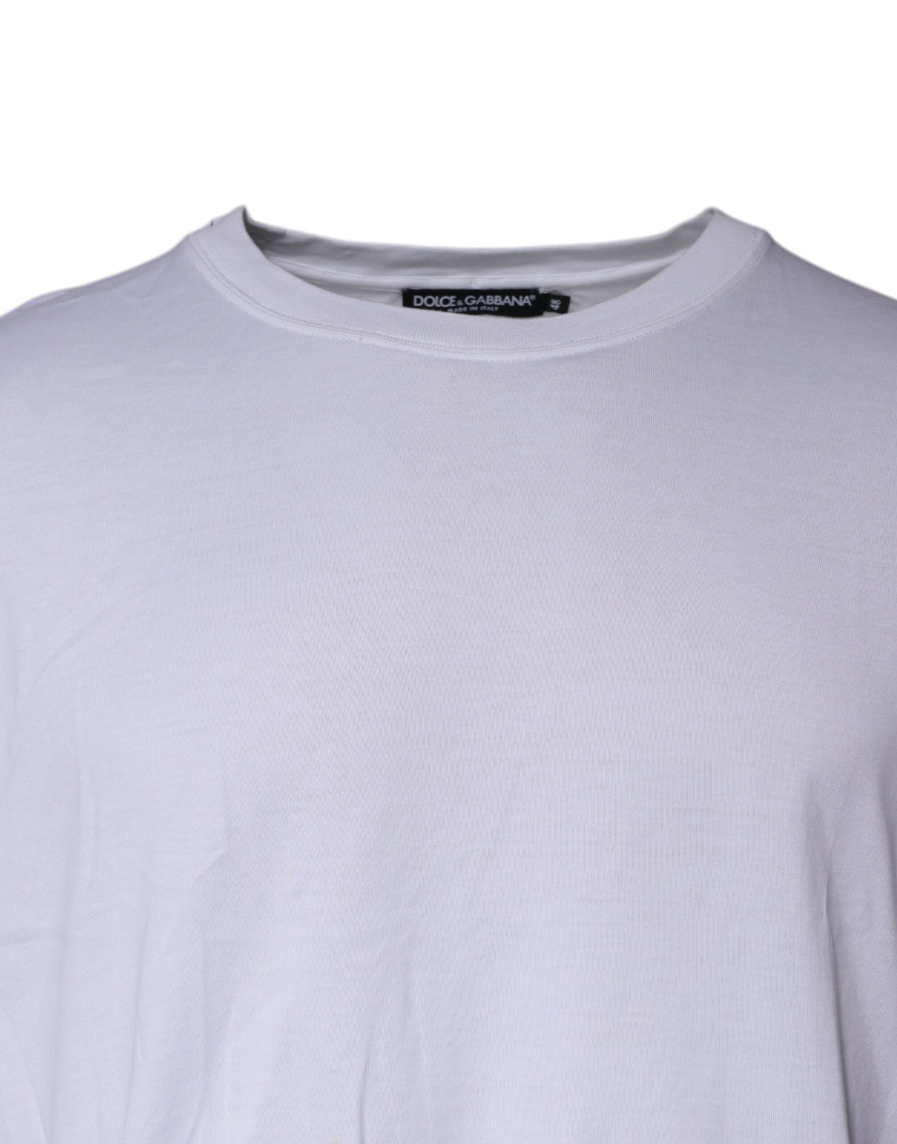 Dolce & Gabbana White Cotton Crew Neck Short Sleeves T-shirt | Regal Royce