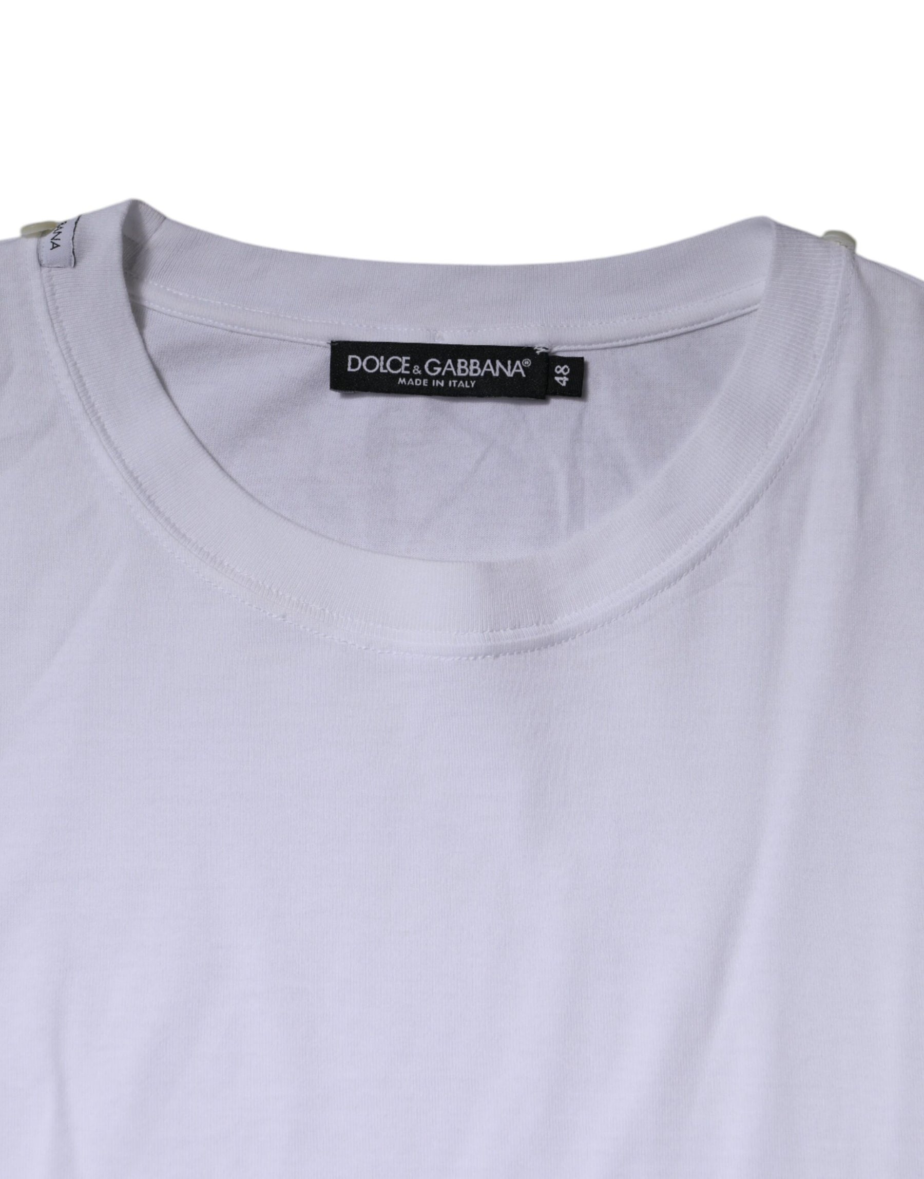 Dolce & Gabbana White Cotton Crew Neck Short Sleeves T-shirt | Regal Royce