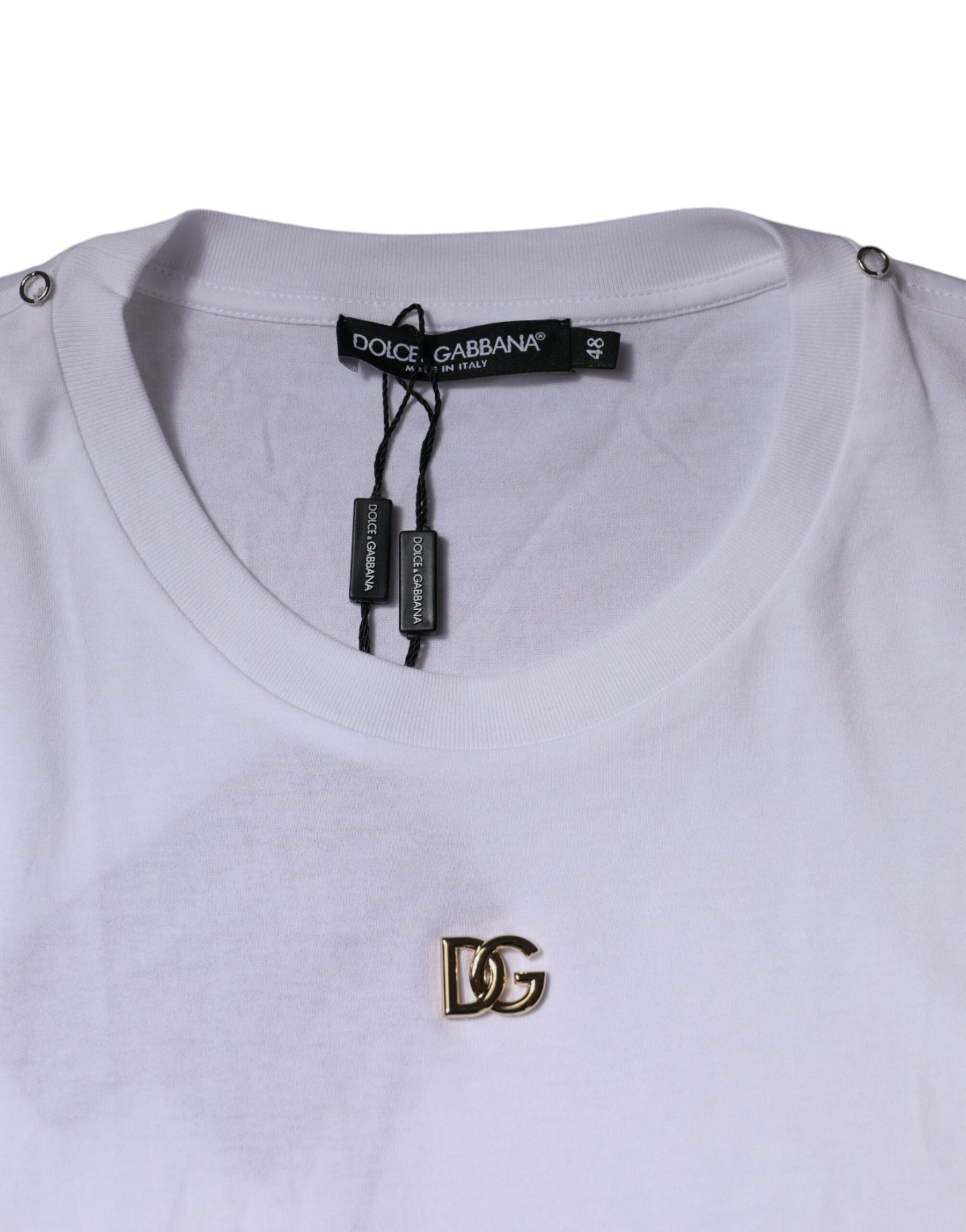 Dolce & Gabbana White DG Logo Crew Neck Short Sleeve T-shirt | Regal Royce