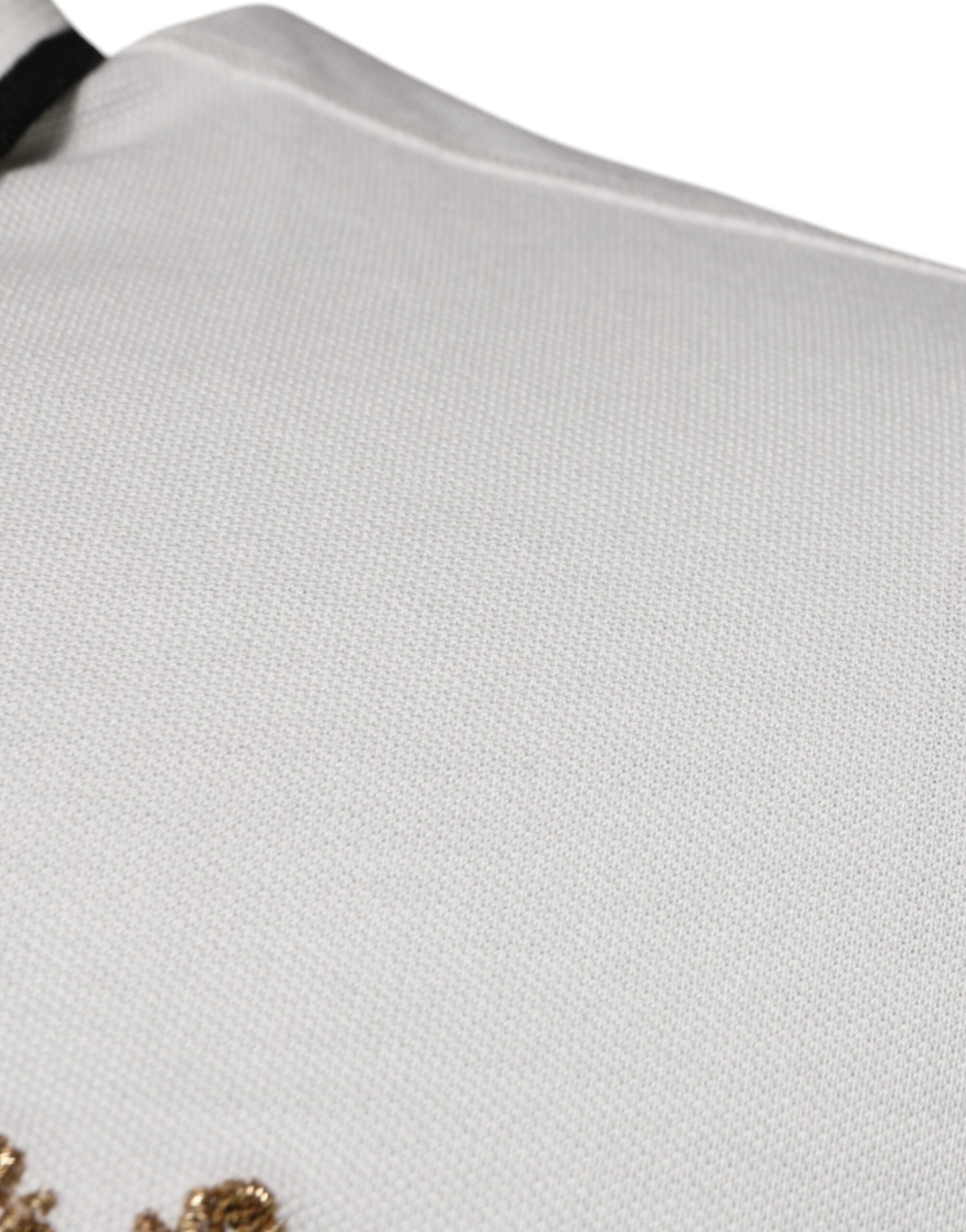 Dolce & Gabbana Off White Crown Cotton Collared Polo T-shirt | Regal Royce