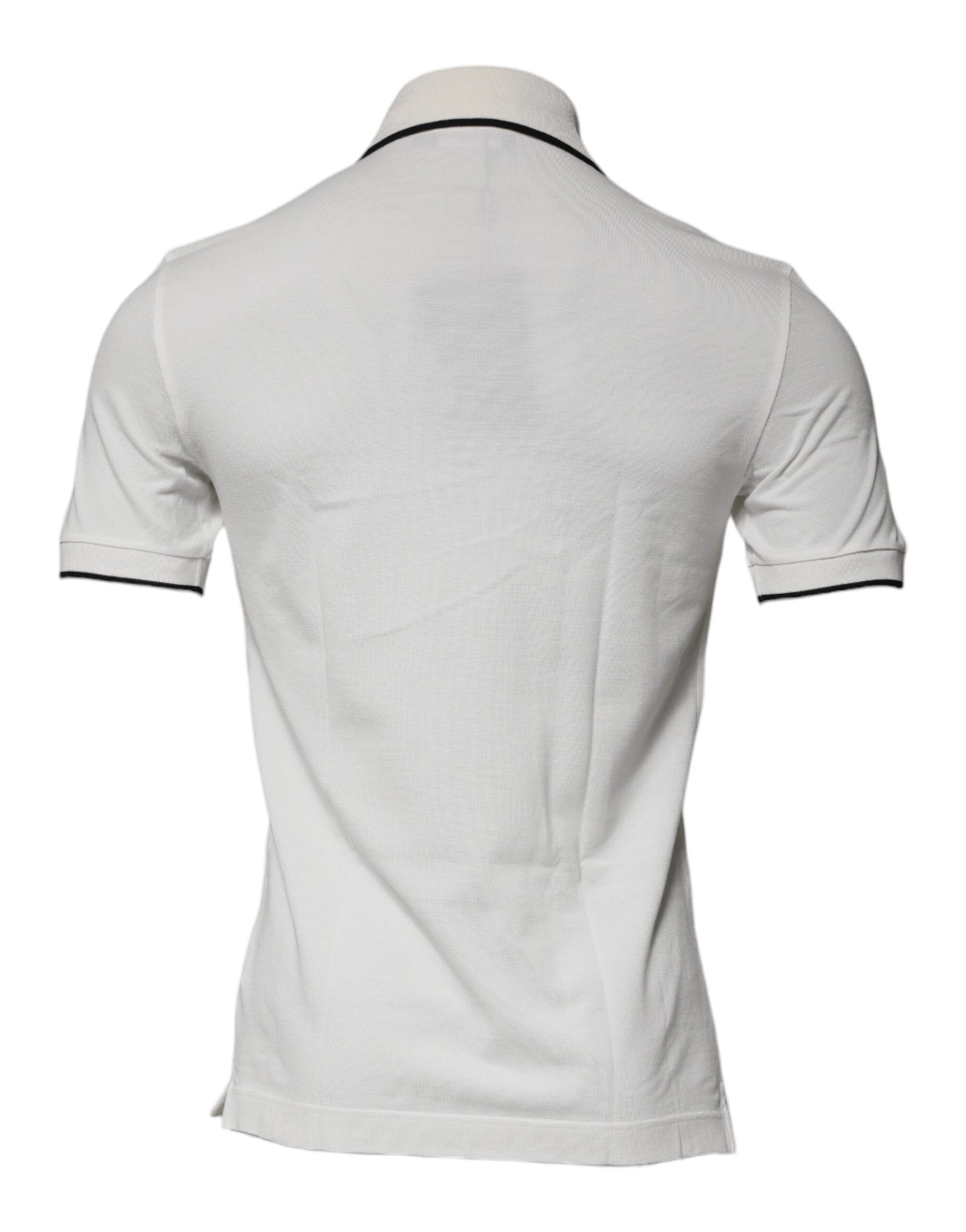 Dolce & Gabbana Off White Crown Cotton Collared Polo T-shirt | Regal Royce