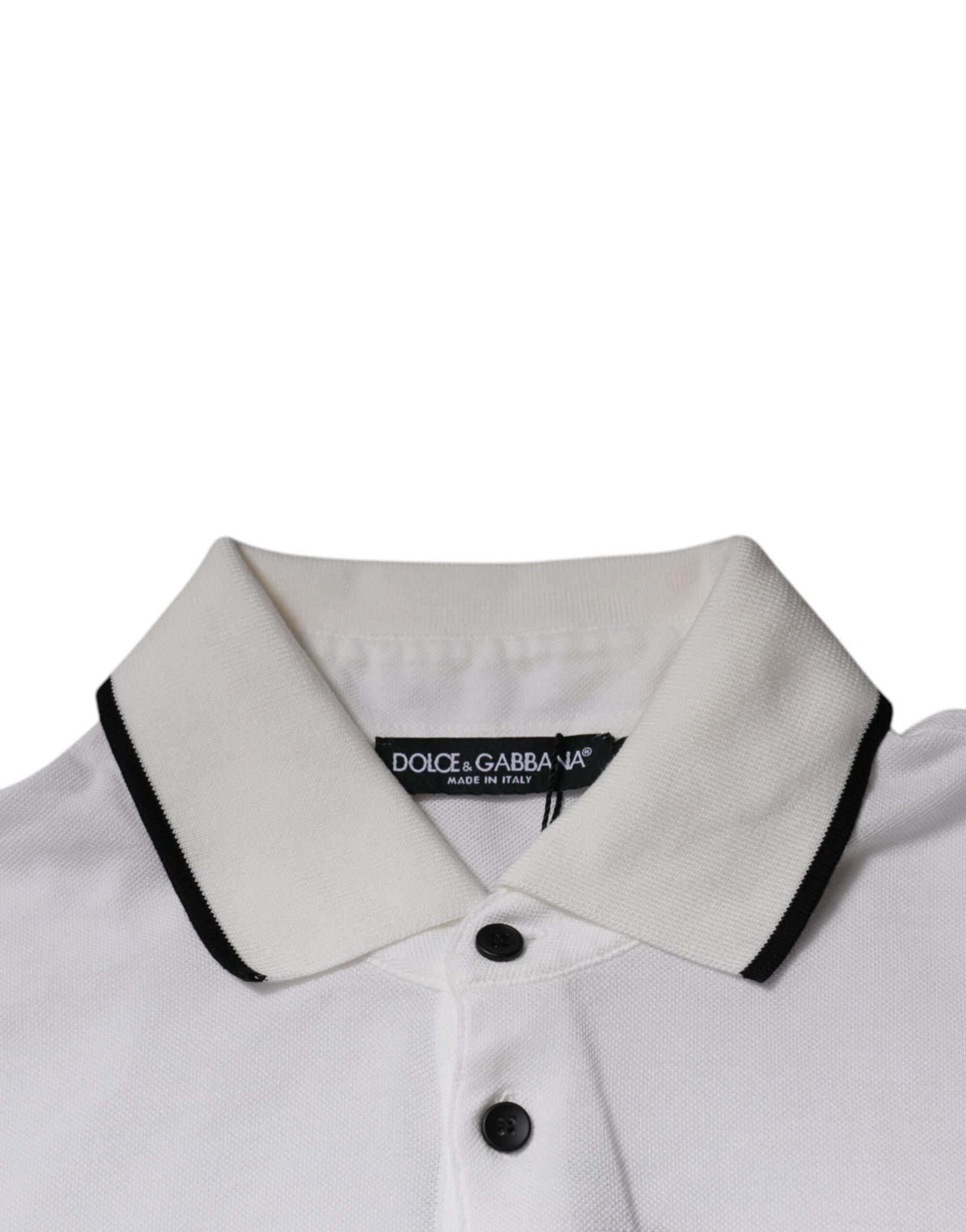 Dolce & Gabbana Off White Crown Cotton Collared Polo T-shirt | Regal Royce