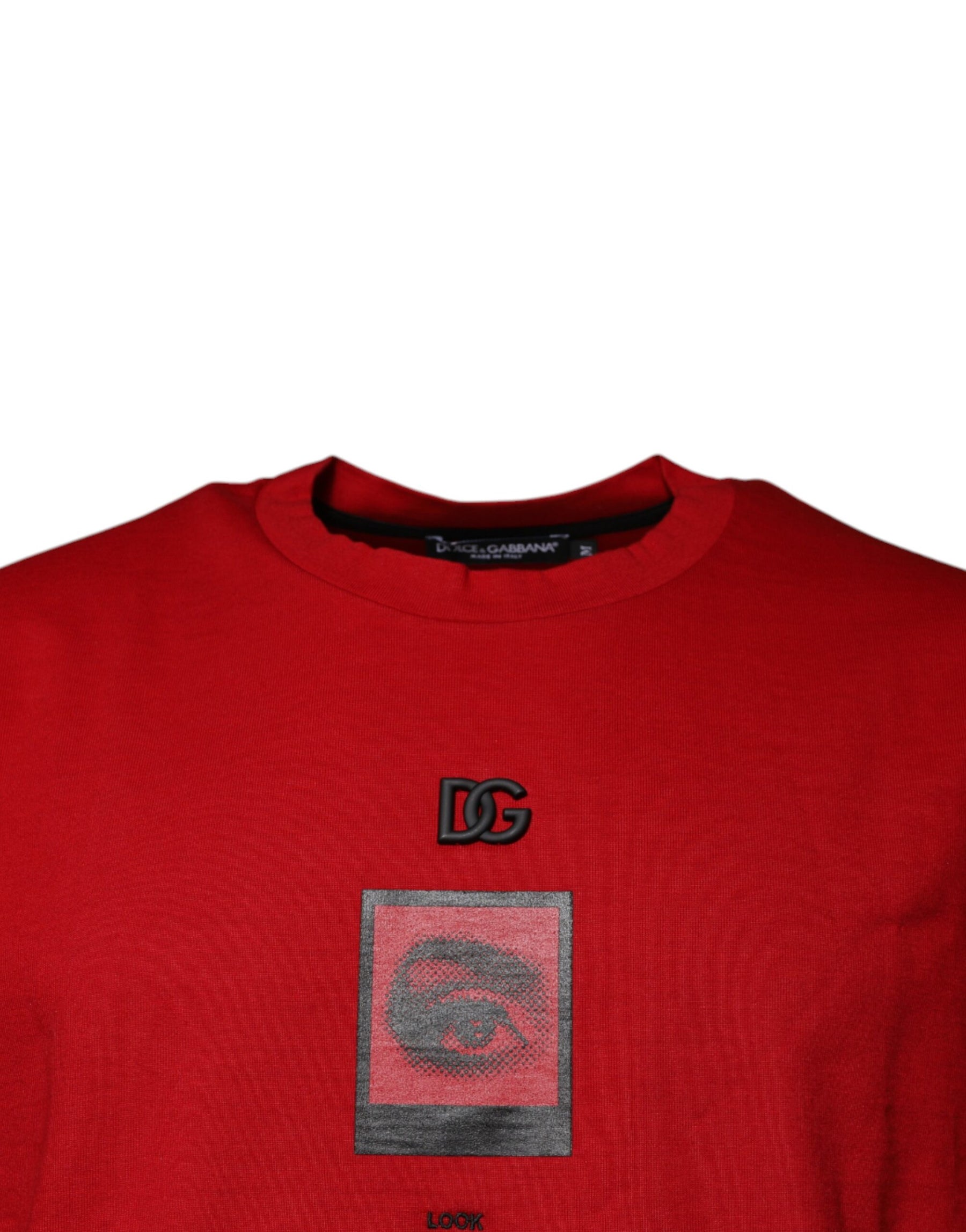 Dolce & Gabbana Red DG Eye Cotton Crew Neck T-shirt | Regal Royce