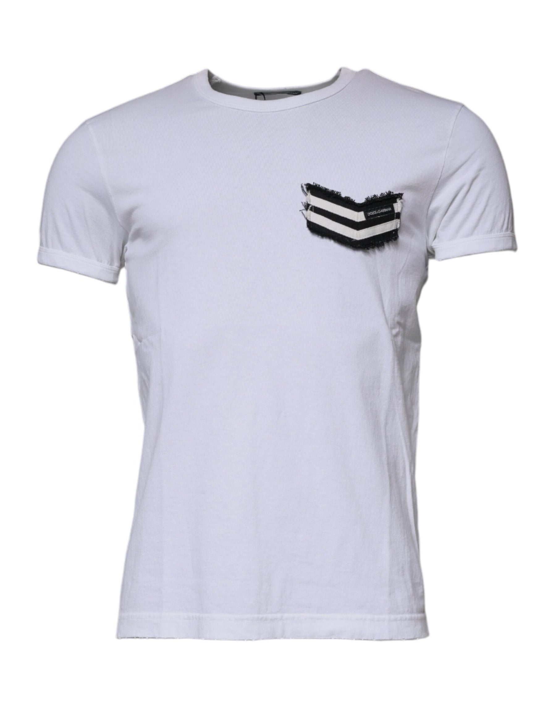 Dolce & Gabbana White Stripes Crew Neck Short Sleeves T-shirt | Regal Royce