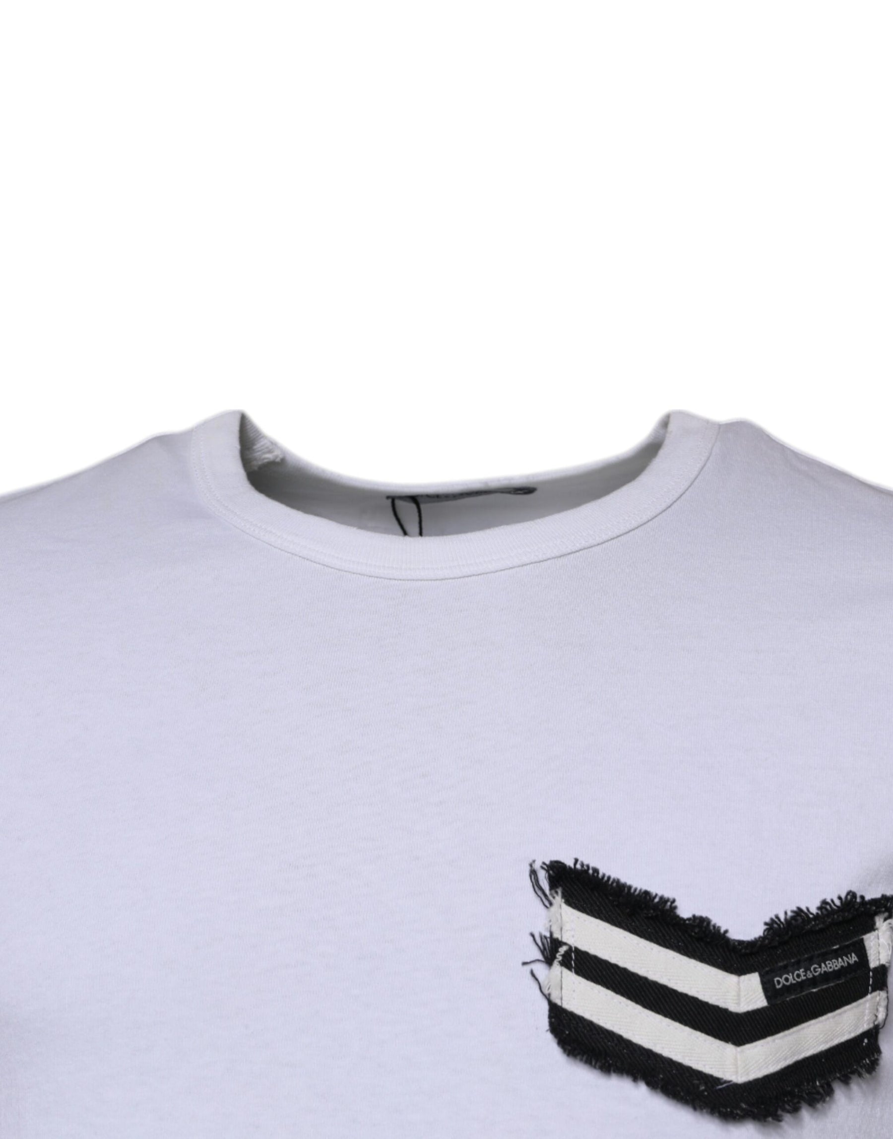 Dolce & Gabbana White Stripes Crew Neck Short Sleeves T-shirt | Regal Royce