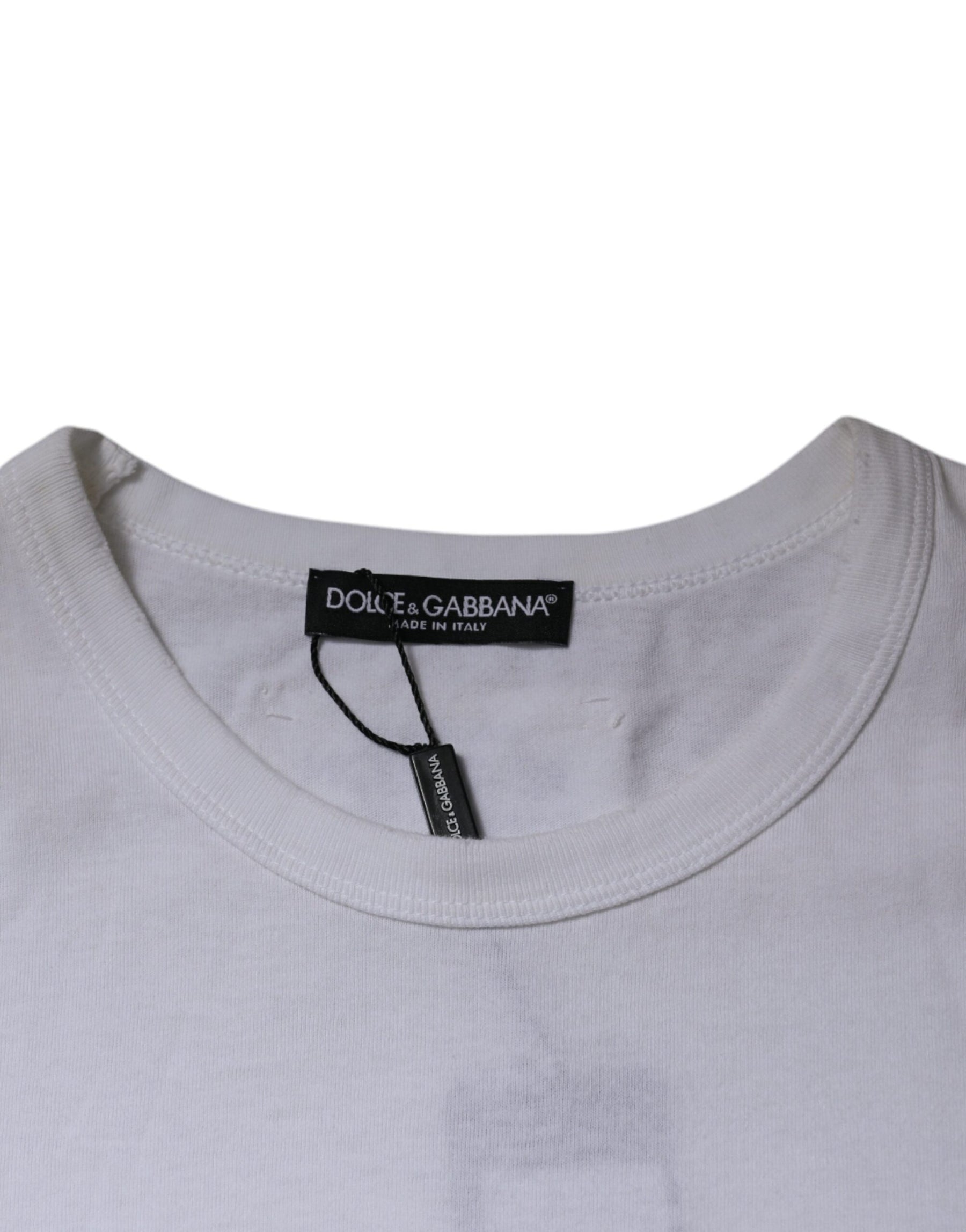 Dolce & Gabbana White Stripes Crew Neck Short Sleeves T-shirt | Regal Royce