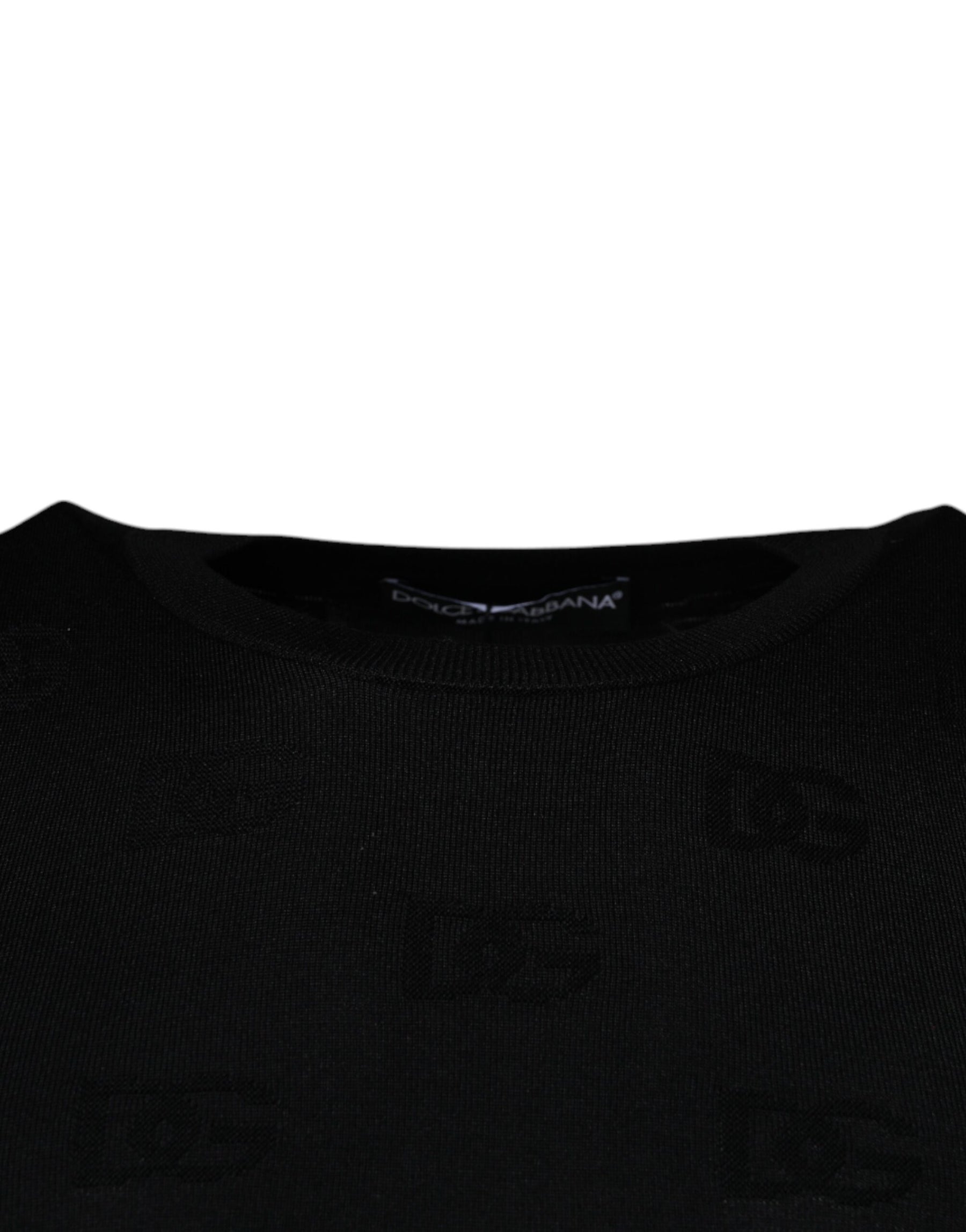 Dolce & Gabbana Black Silk Round Neck Sleeveless T-shirt | Regal Royce