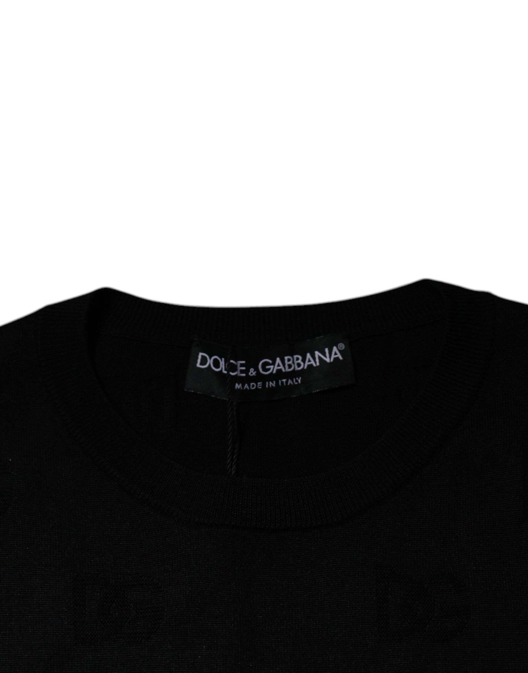 Dolce & Gabbana Black Silk Round Neck Sleeveless T-shirt | Regal Royce