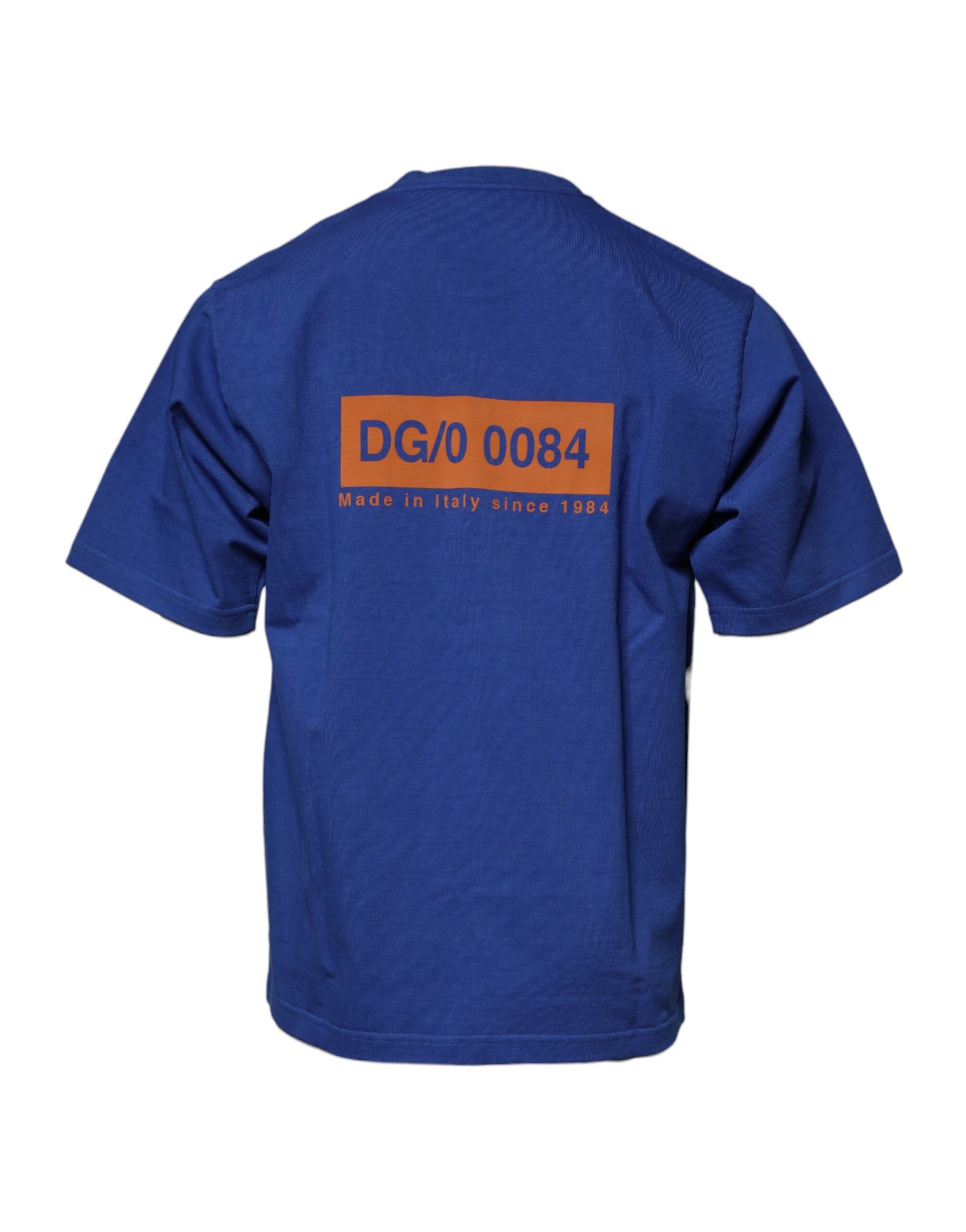 Dolce & Gabbana Blue Graphic Print Cotton Crew Neck T-shirt | Regal Royce
