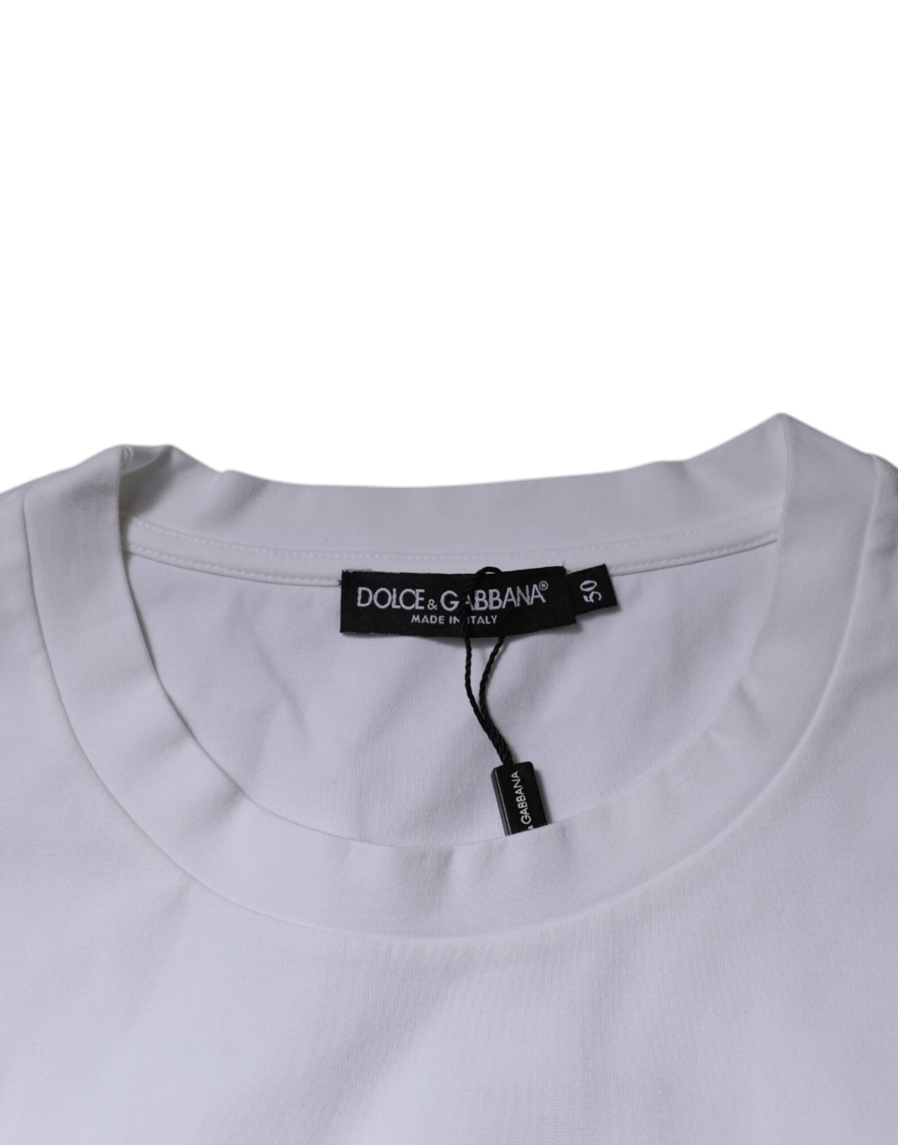 Dolce & Gabbana White DG Logo Cotton Crew Neck T-shirt | Regal Royce