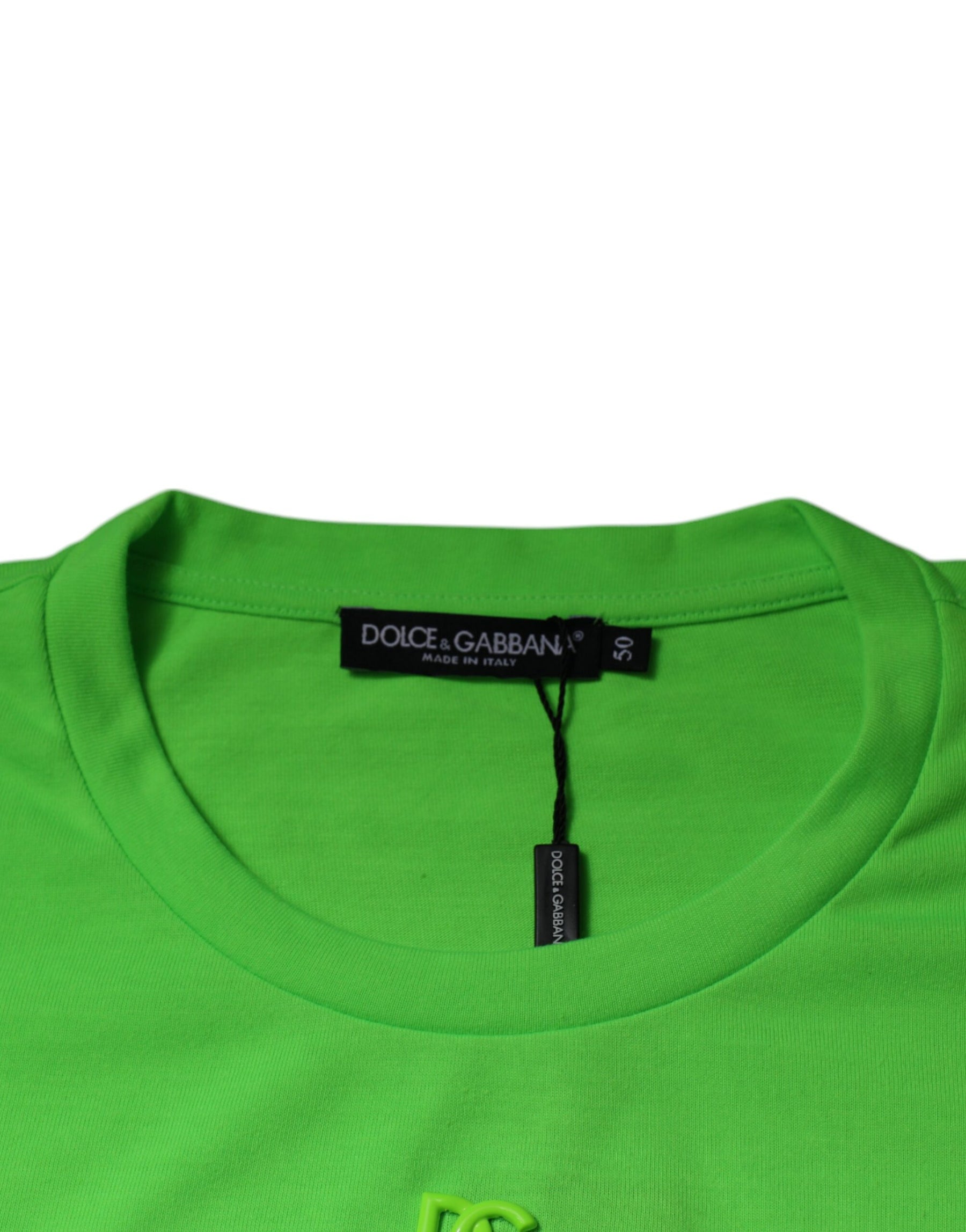 Dolce & Gabbana Green DG Logo Cotton Crew Neck T-shirt | Regal Royce