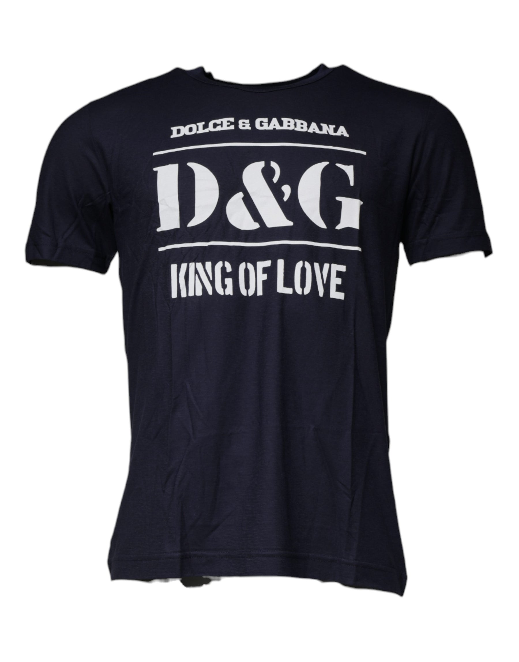 Dolce & Gabbana Blue D&G King Of Love Cotton Crew Neck T-shirt | Regal Royce