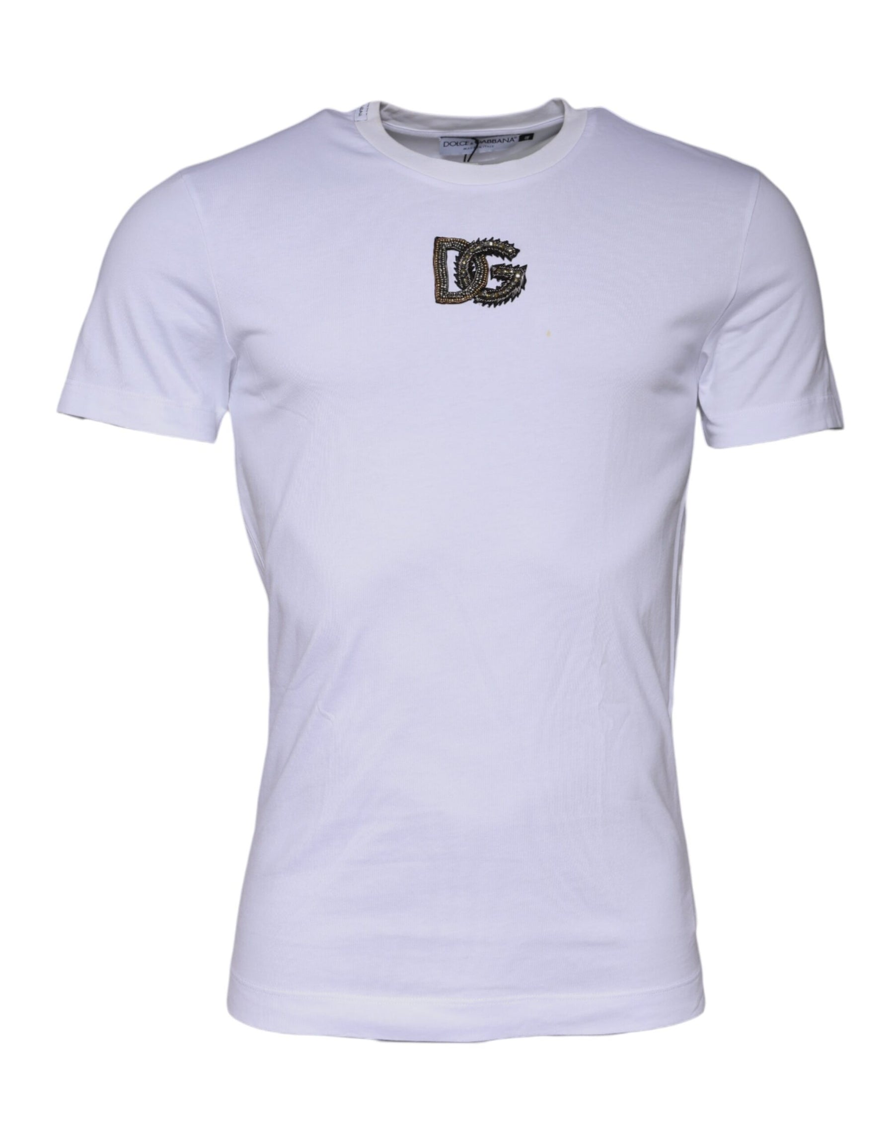Dolce & Gabbana White DG Logo Cotton Crew Neck T-shirt | Regal Royce