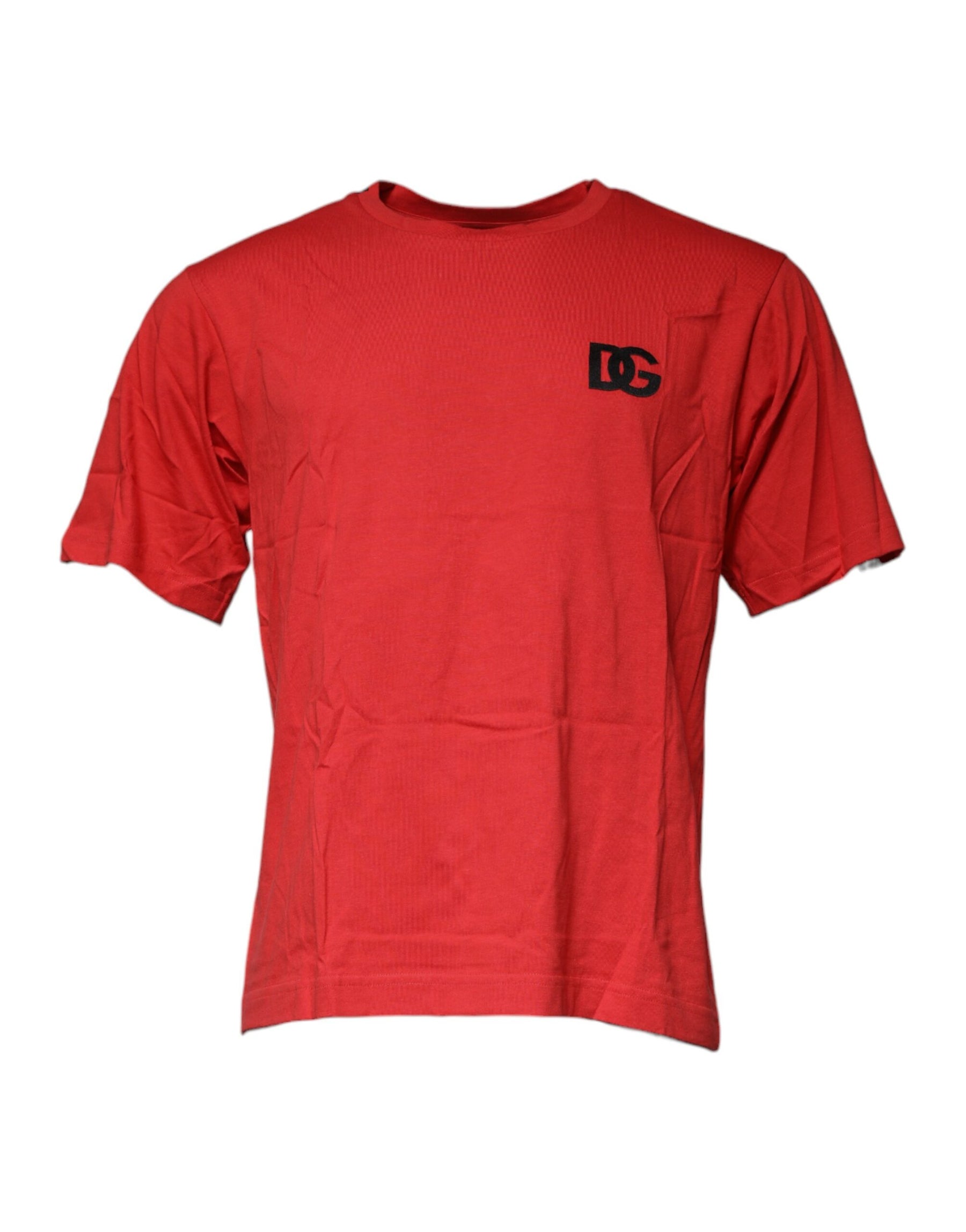 Dolce & Gabbana Red DG Logo Cotton Crew Neck T-shirt | Regal Royce