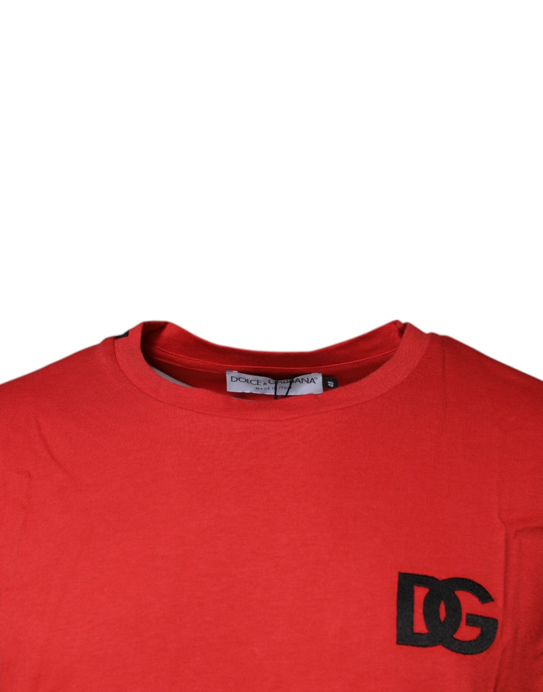 Dolce & Gabbana Red DG Logo Cotton Crew Neck T-shirt | Regal Royce