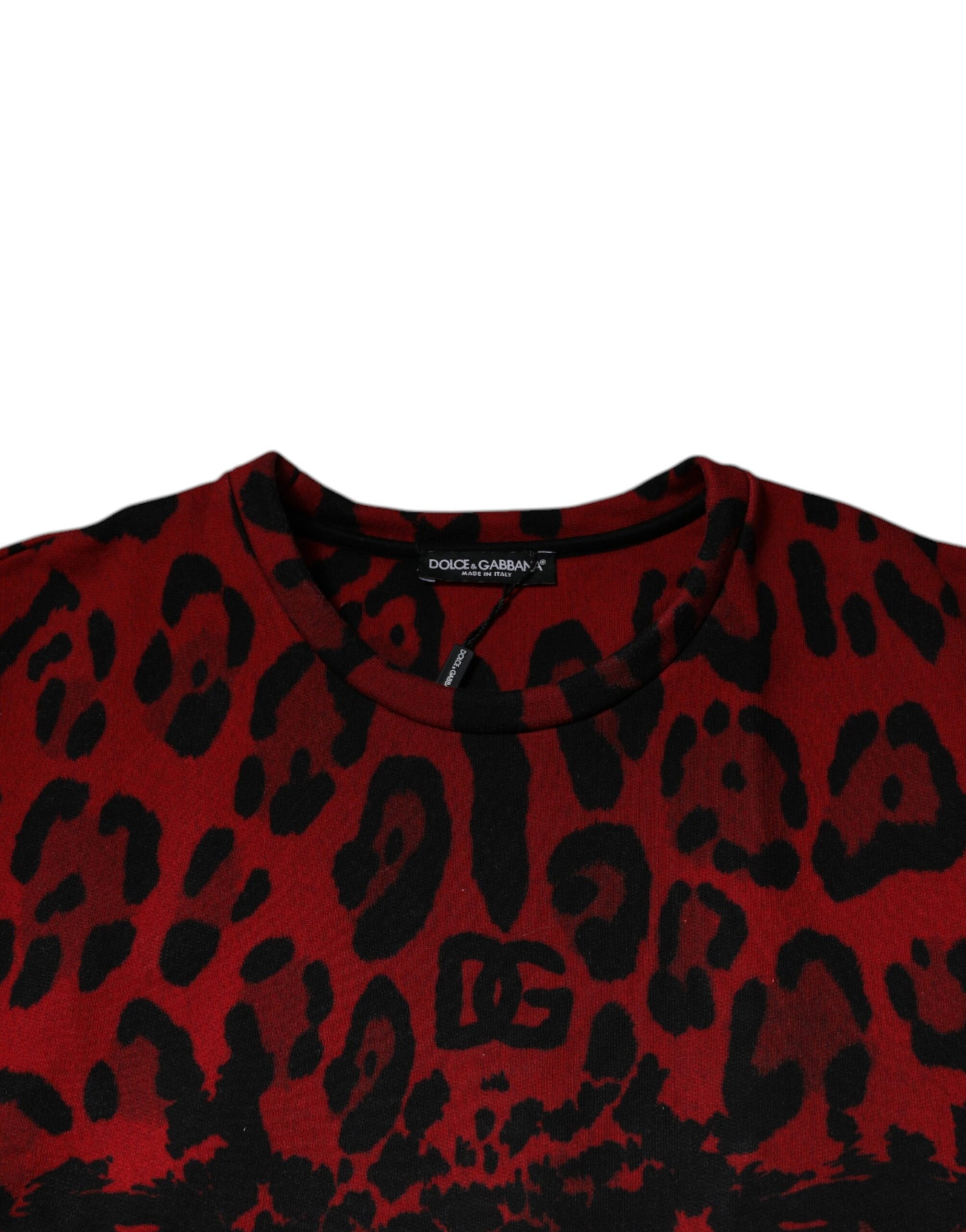 Dolce & Gabbana Red Leopard Print Cotton Sleeveless T-shirt | Regal Royce