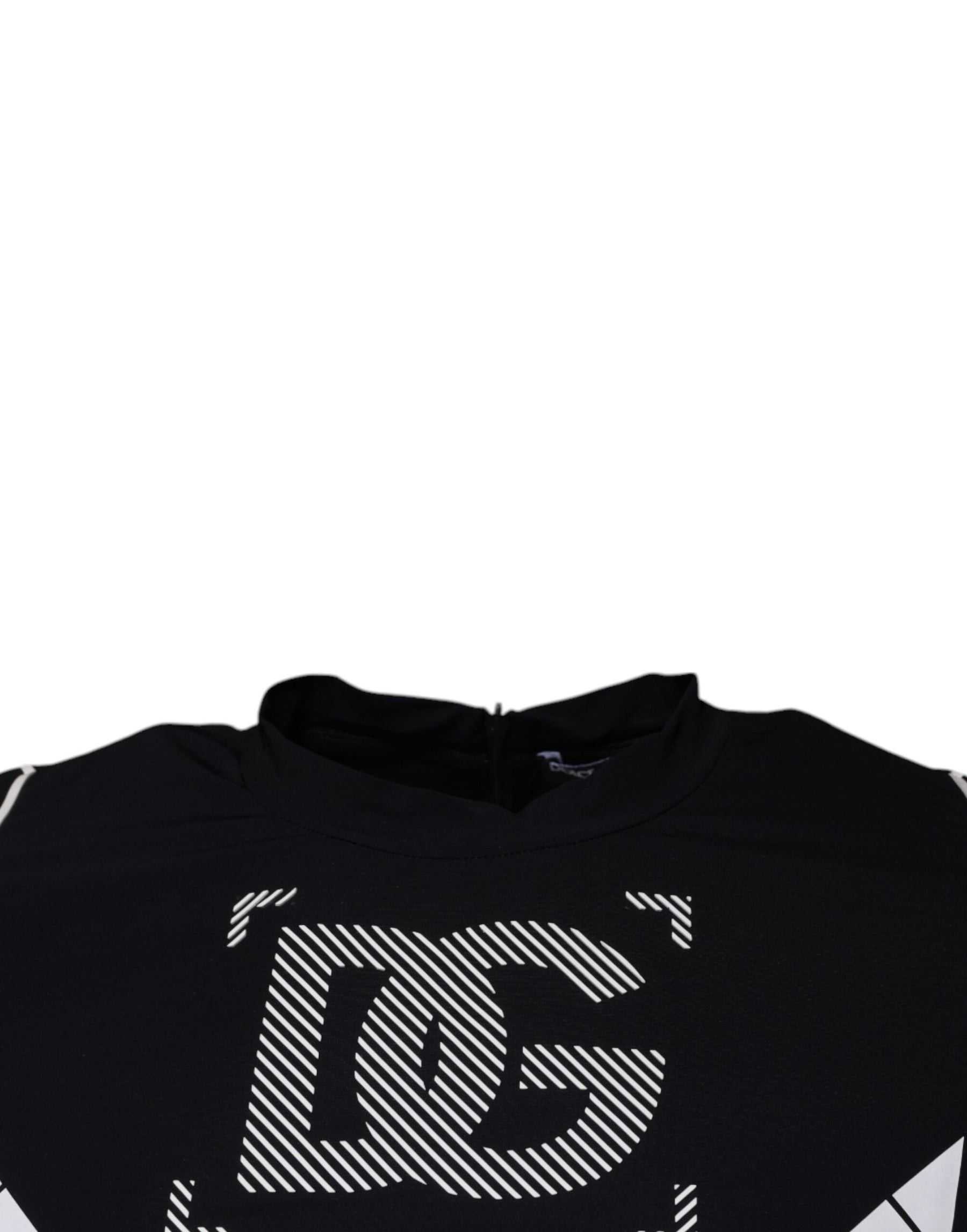 Dolce & Gabbana Black Graphic Print Nylon Crew Neck T-shirt | Regal Royce