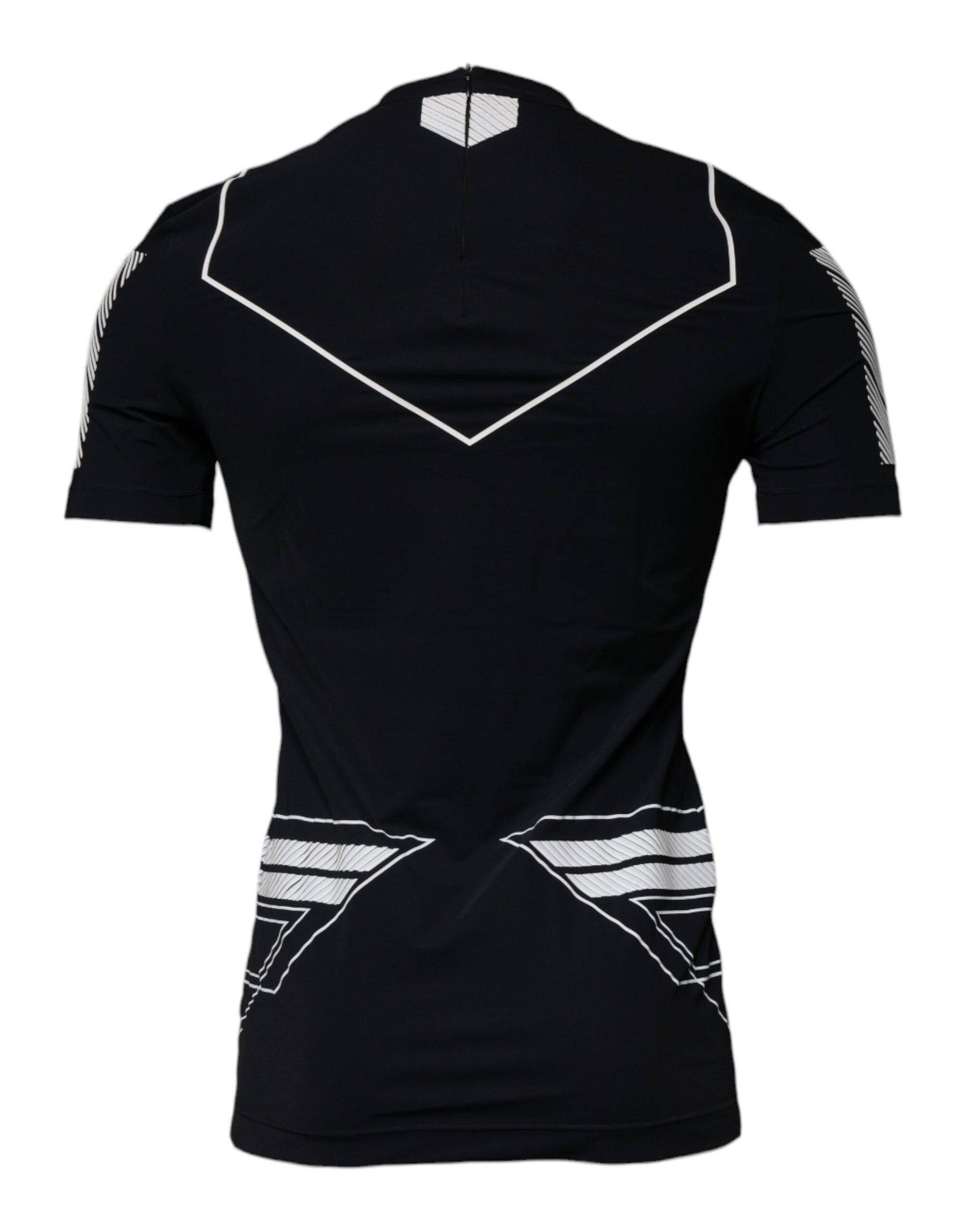 Dolce & Gabbana Black Graphic Print Nylon Crew Neck T-shirt | Regal Royce
