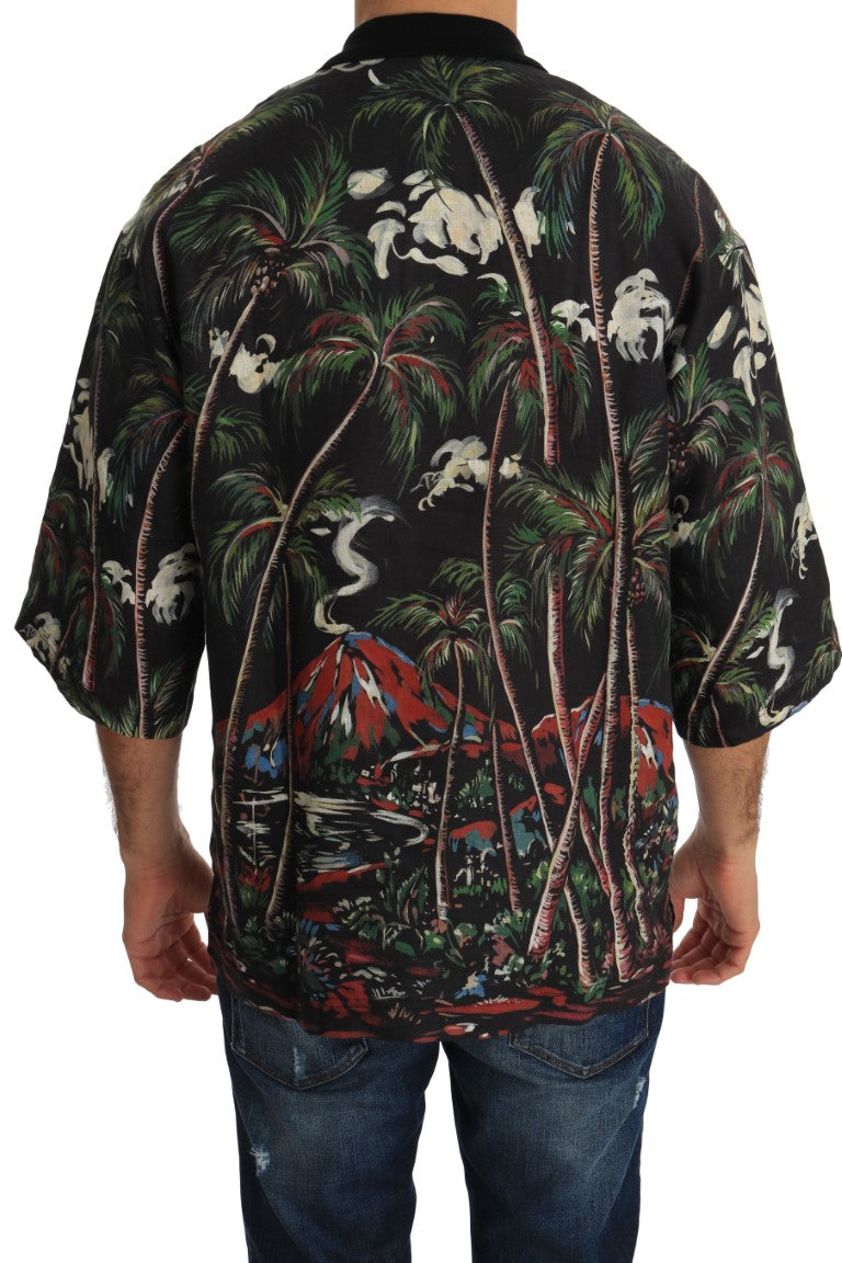 Dolce & Gabbana Black Volcano Sicily Short Sleeve T-Shirt | Regal Royce