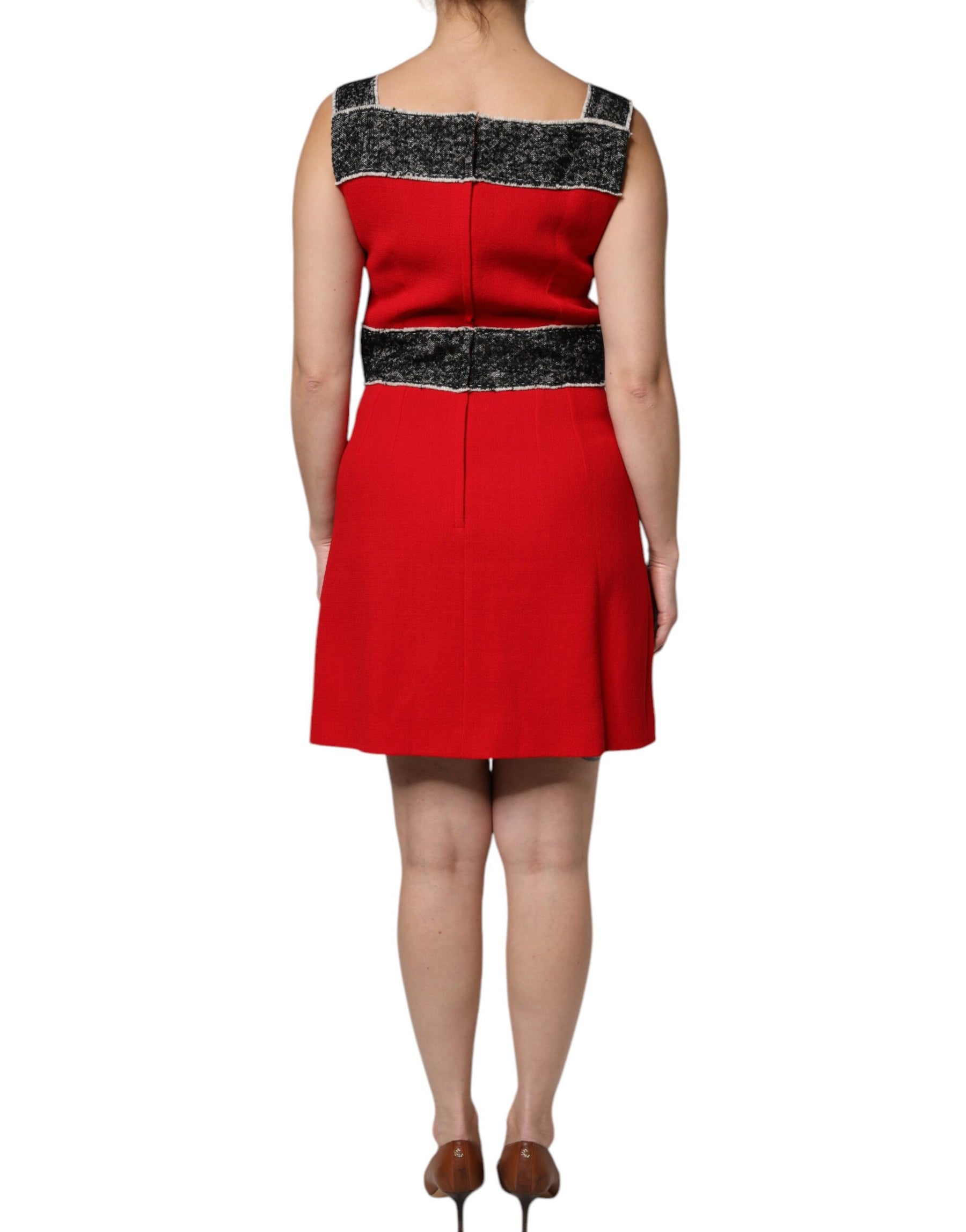 Dolce & Gabbana Red Wool Sleeveless A-line Flared Mini Dress | Regal Royce