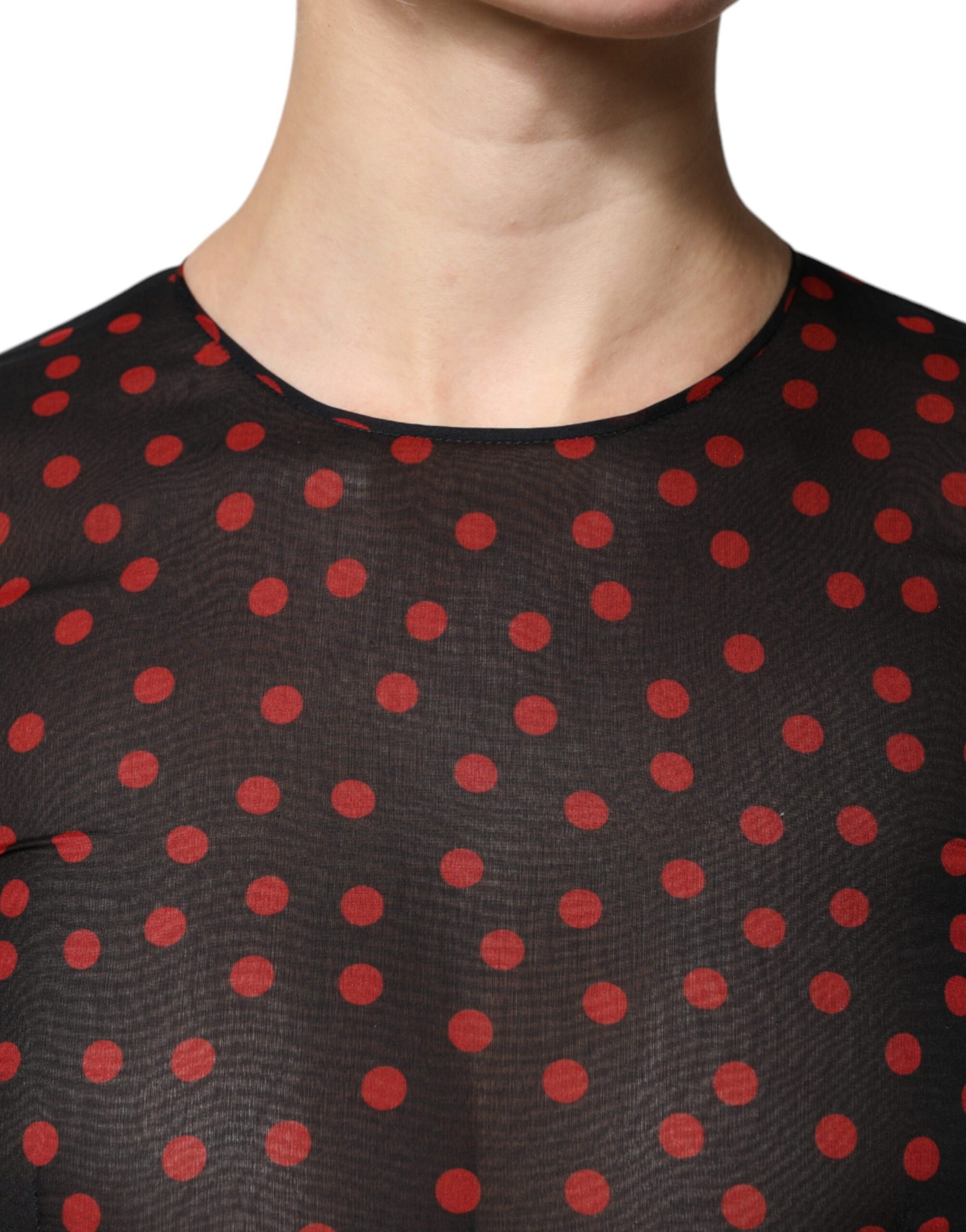 Dolce & Gabbana Black Red Polka Dot Silk Layered Midi Dress | Regal Royce