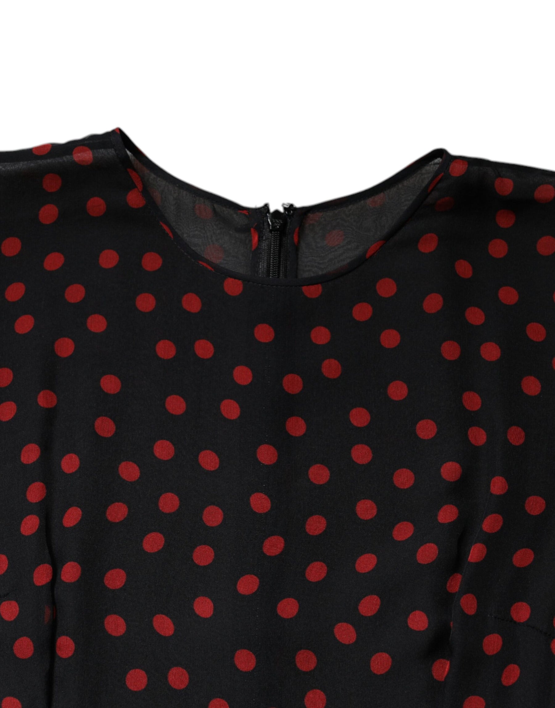Dolce & Gabbana Black Red Polka Dot Silk Layered Midi Dress | Regal Royce