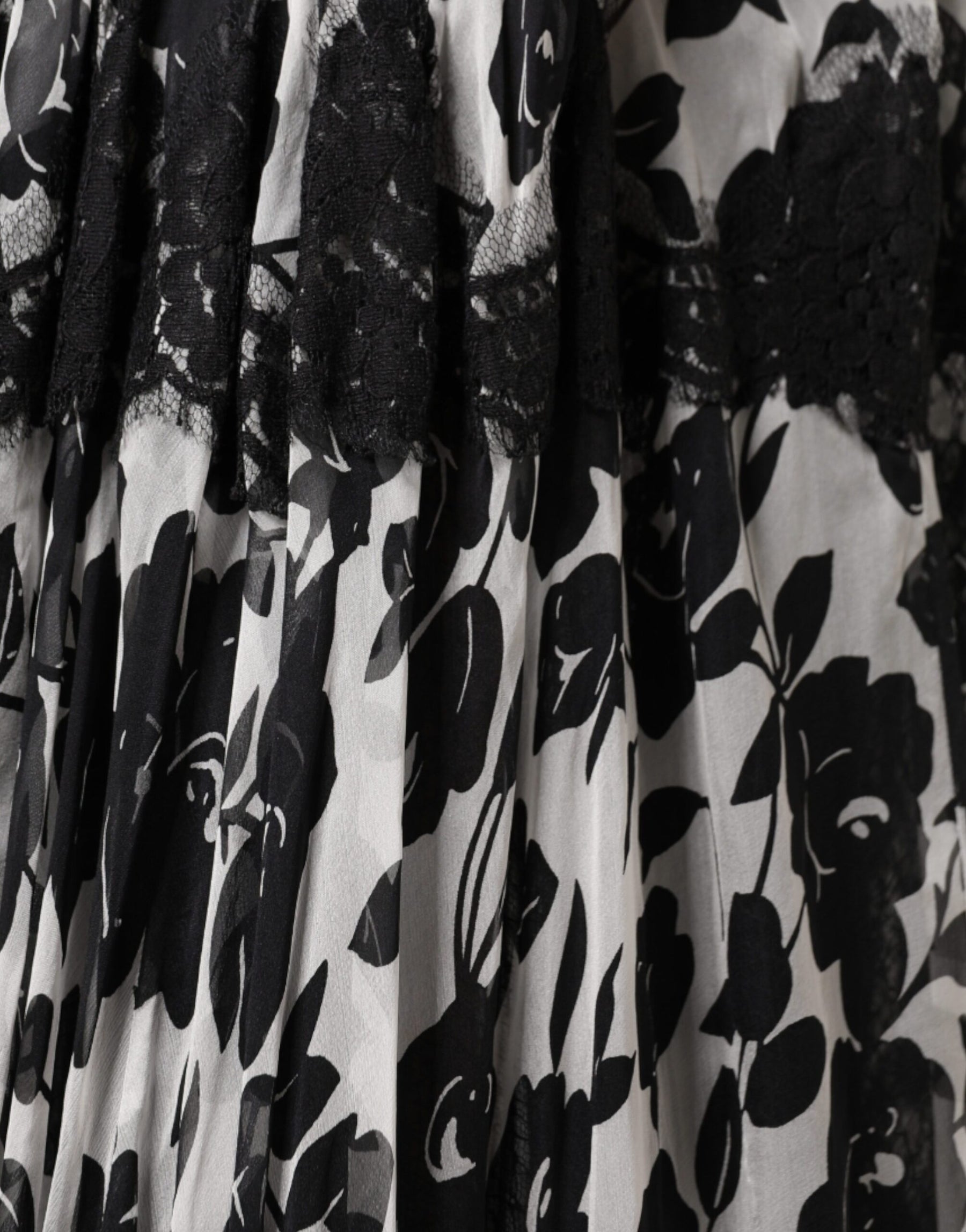 Dolce & Gabbana Black Silk Floral Lace Ricamo Ball Maxi Dress | Regal Royce